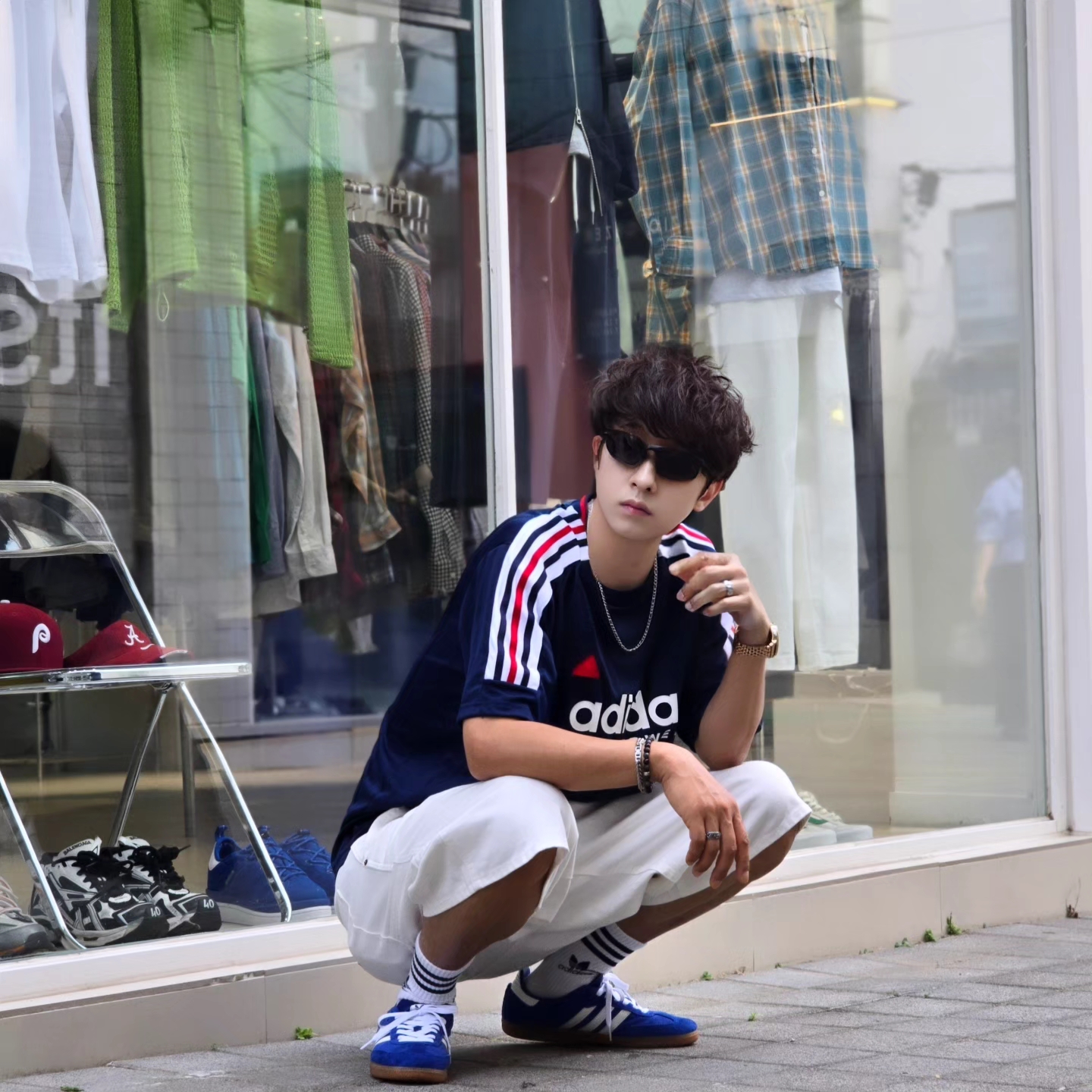 Adidas House of Tiro Nations Pack T-Shirt Team Navy Blue 2 - KR Sizing, Samsung Galaxy Watch6 44mm LTE Silver (Korean Ver.) 착용 스타일 - 8