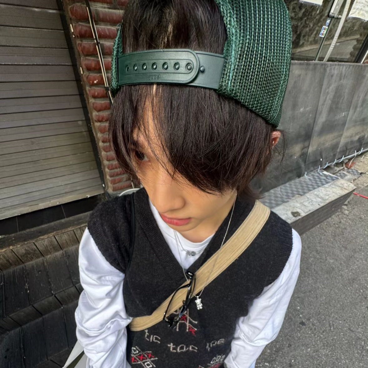 Kapital Love & Peace And Beethoven Track Cap Dark Green Kinari 착용 스타일 - 1