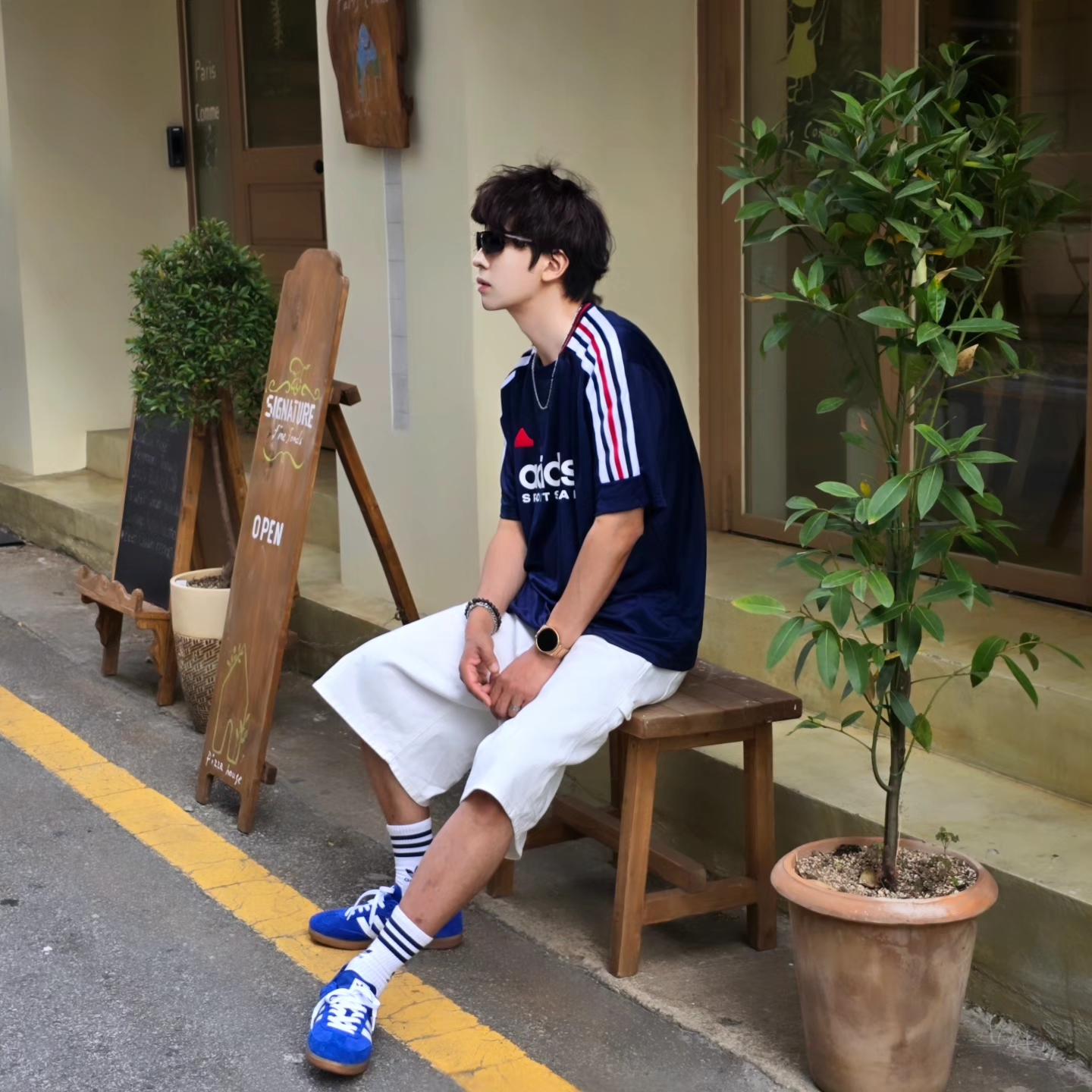 Adidas House of Tiro Nations Pack T-Shirt Team Navy Blue 2 - KR Sizing, Samsung Galaxy Watch6 44mm LTE Silver (Korean Ver.) 착용 스타일 - 4