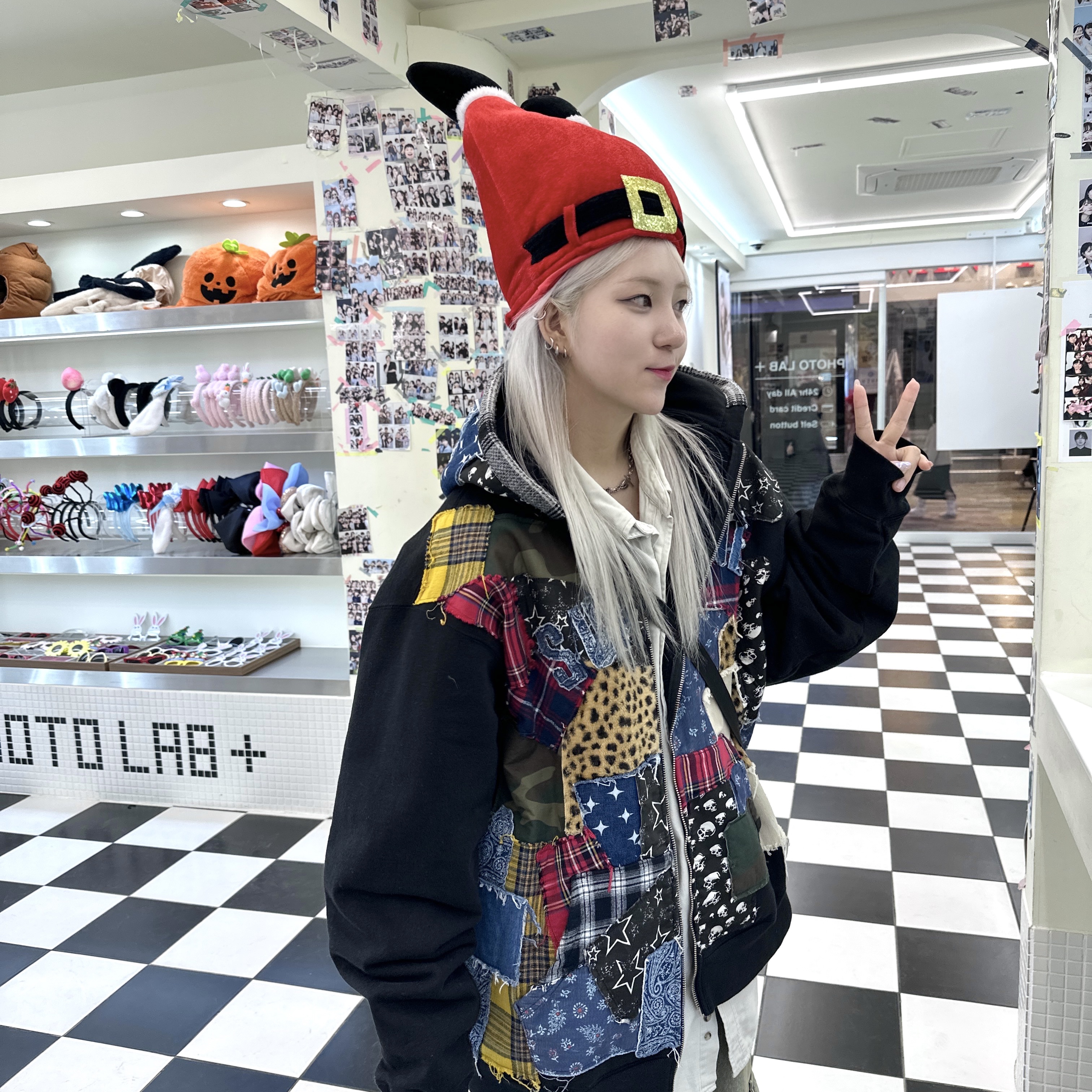 Supreme Patchwork Zip Up Hooded Sweatshirt Black - 22FW 착용 스타일 - 2