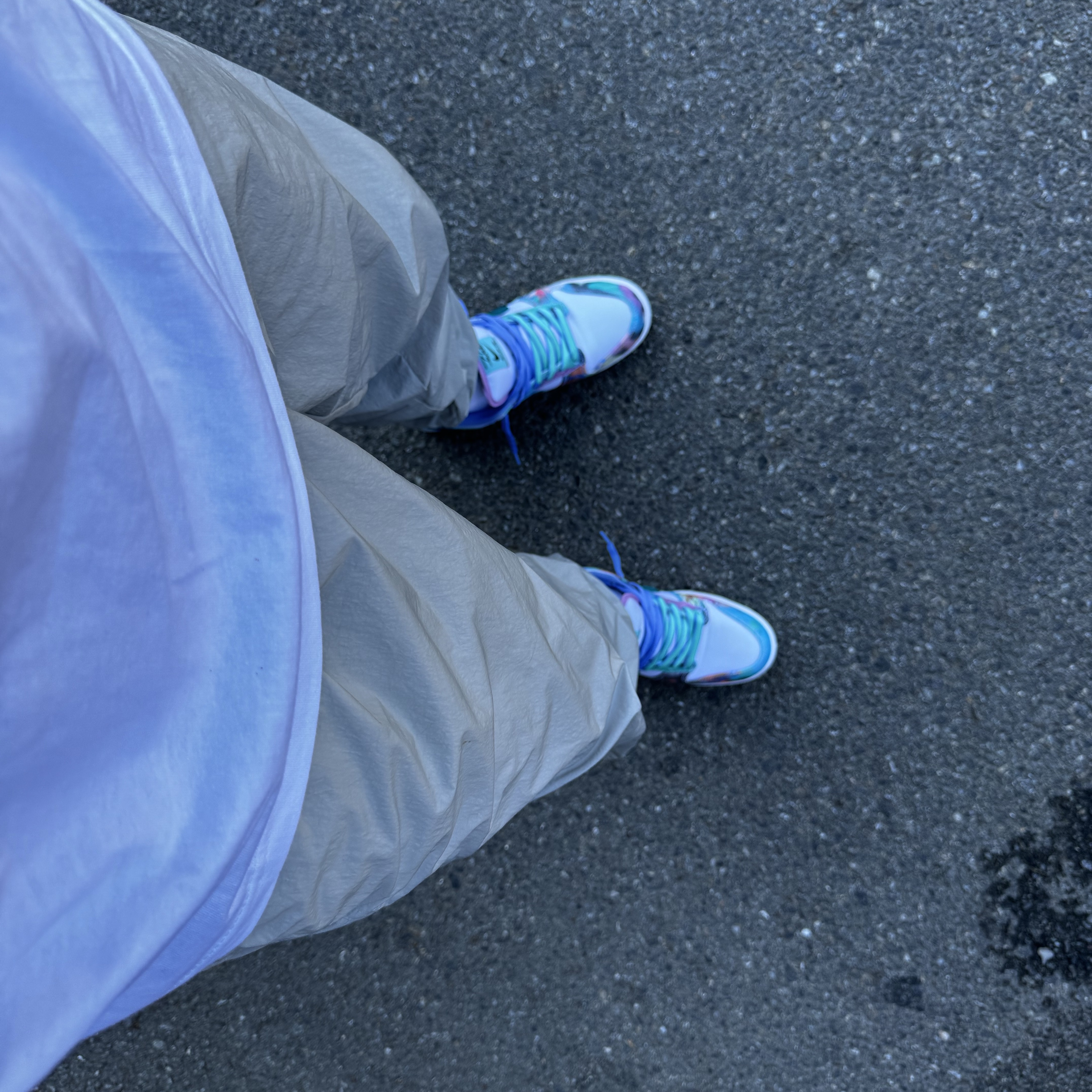 Nike x Futura Laboratories SB Dunk Low OG QS White and Geode Teal, Supreme Waist Bag Tan - 18SS 착용 스타일 - 2