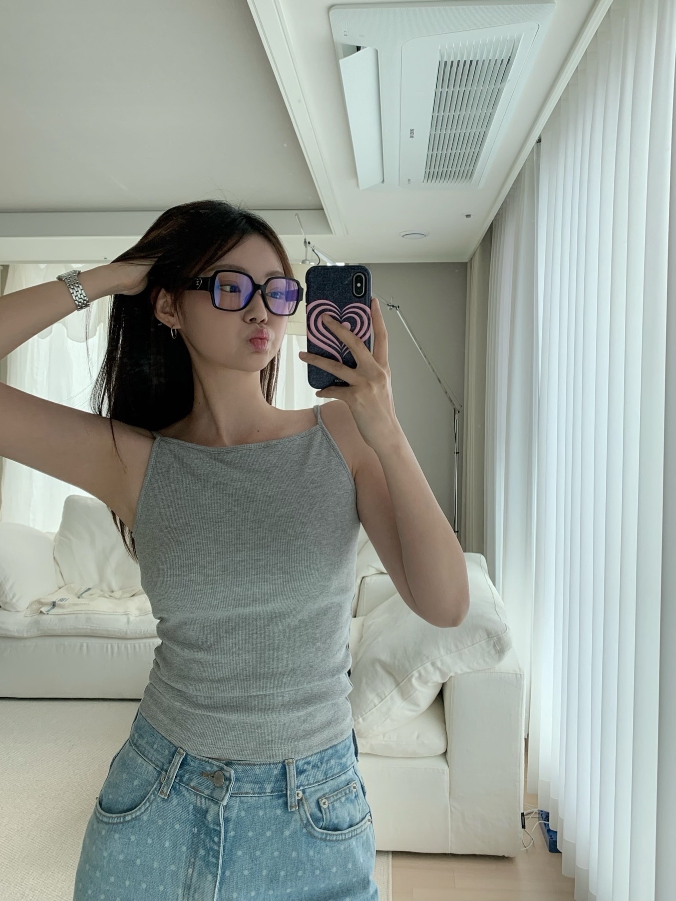 Chanel Square Blue Light Glasses Acetate & Black Asian Fit, Cartier Panthere Watch Medium Quartz Steel Bracelet Steel 착용 스타일 - 1
