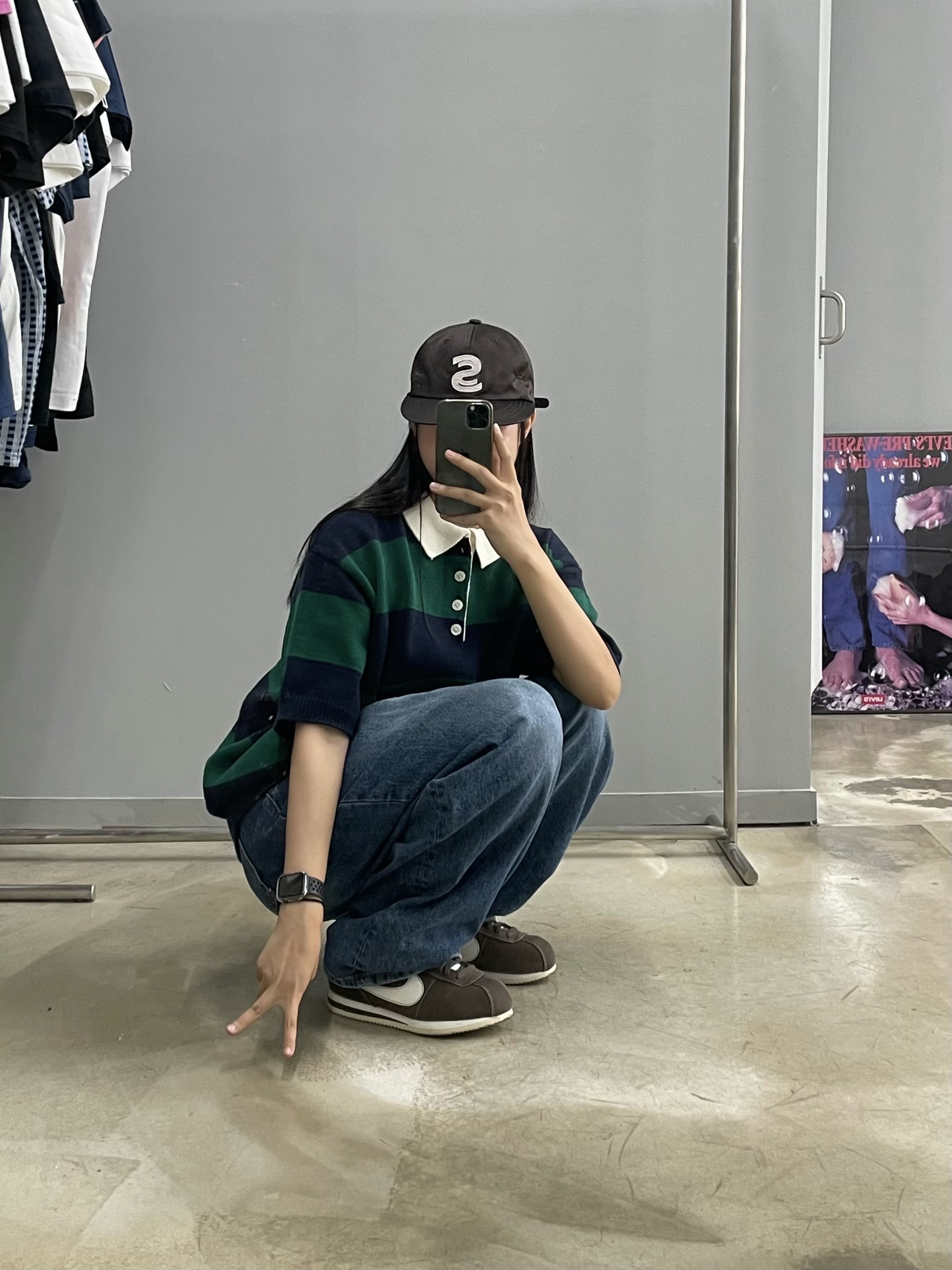 Nike Cortez SE Hangul Day Baroque Brown Sail, Palace x Gap Backpack Black - 24SS 착용 스타일 - 3