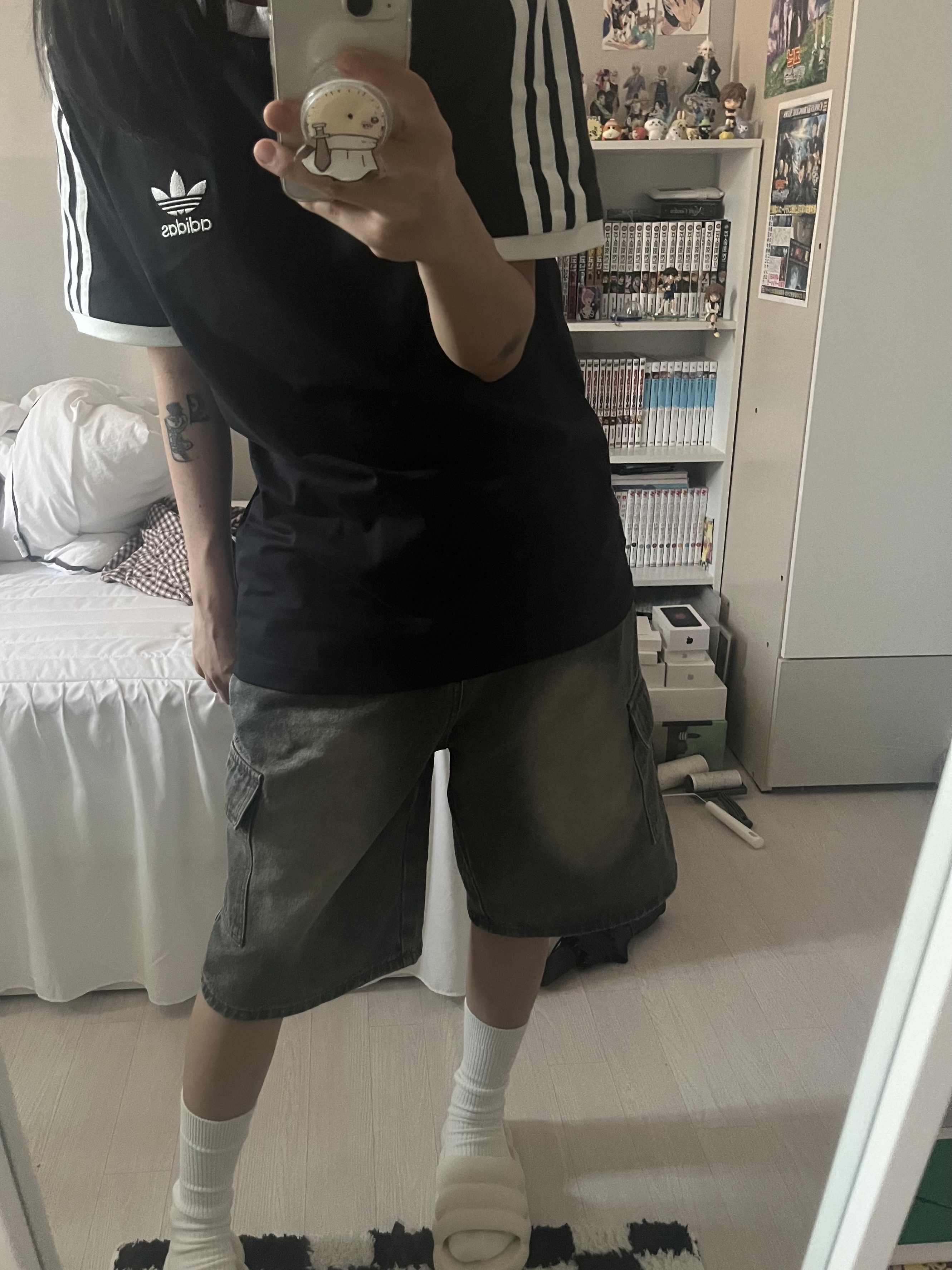Adidas Adicolor Classics 3-Stripes T-Shirt Black - KR Sizing 착용 스타일