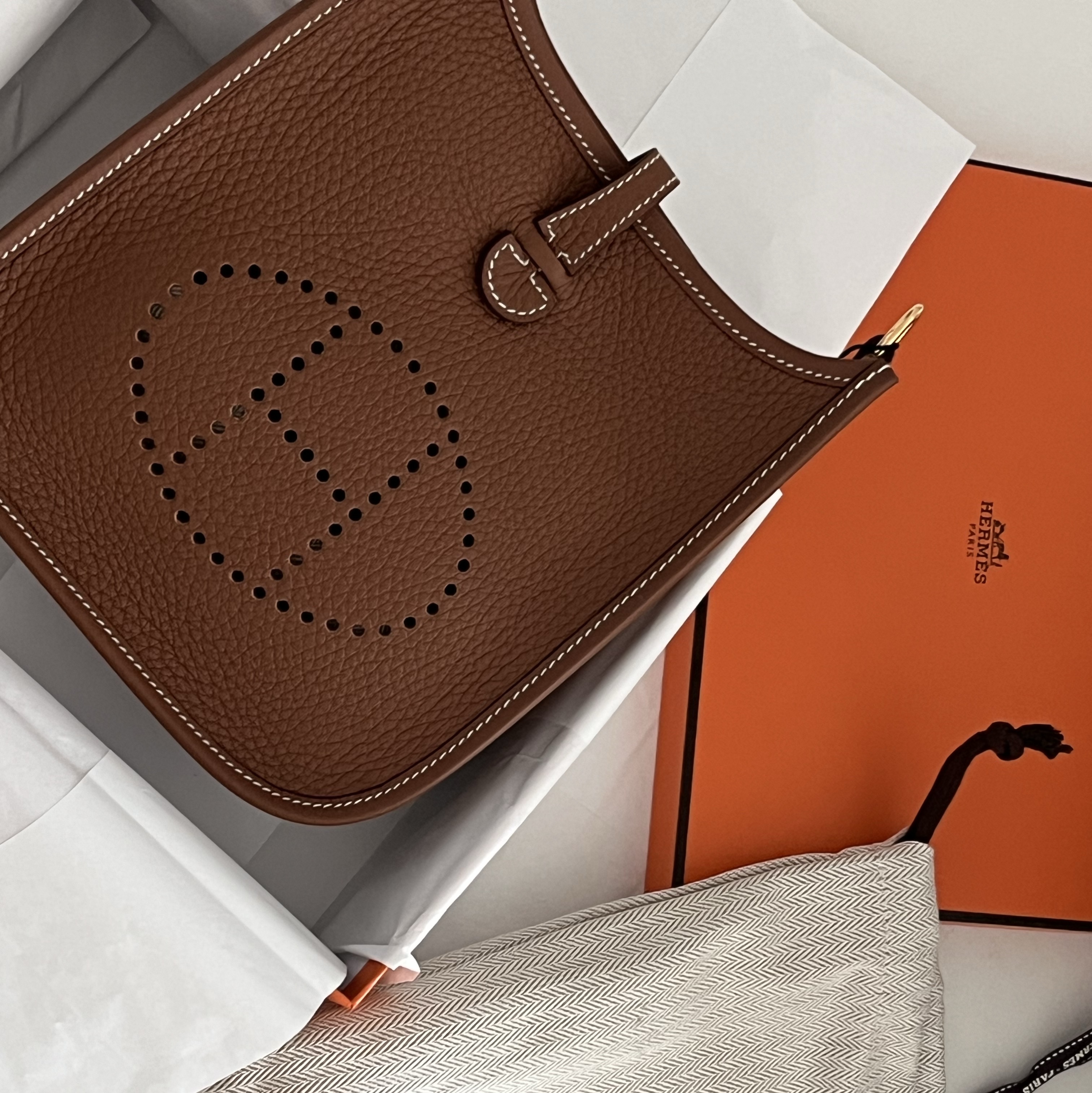 Hermes Evelyne 16 Amazone Bag Clemence & Gold 착용 스타일