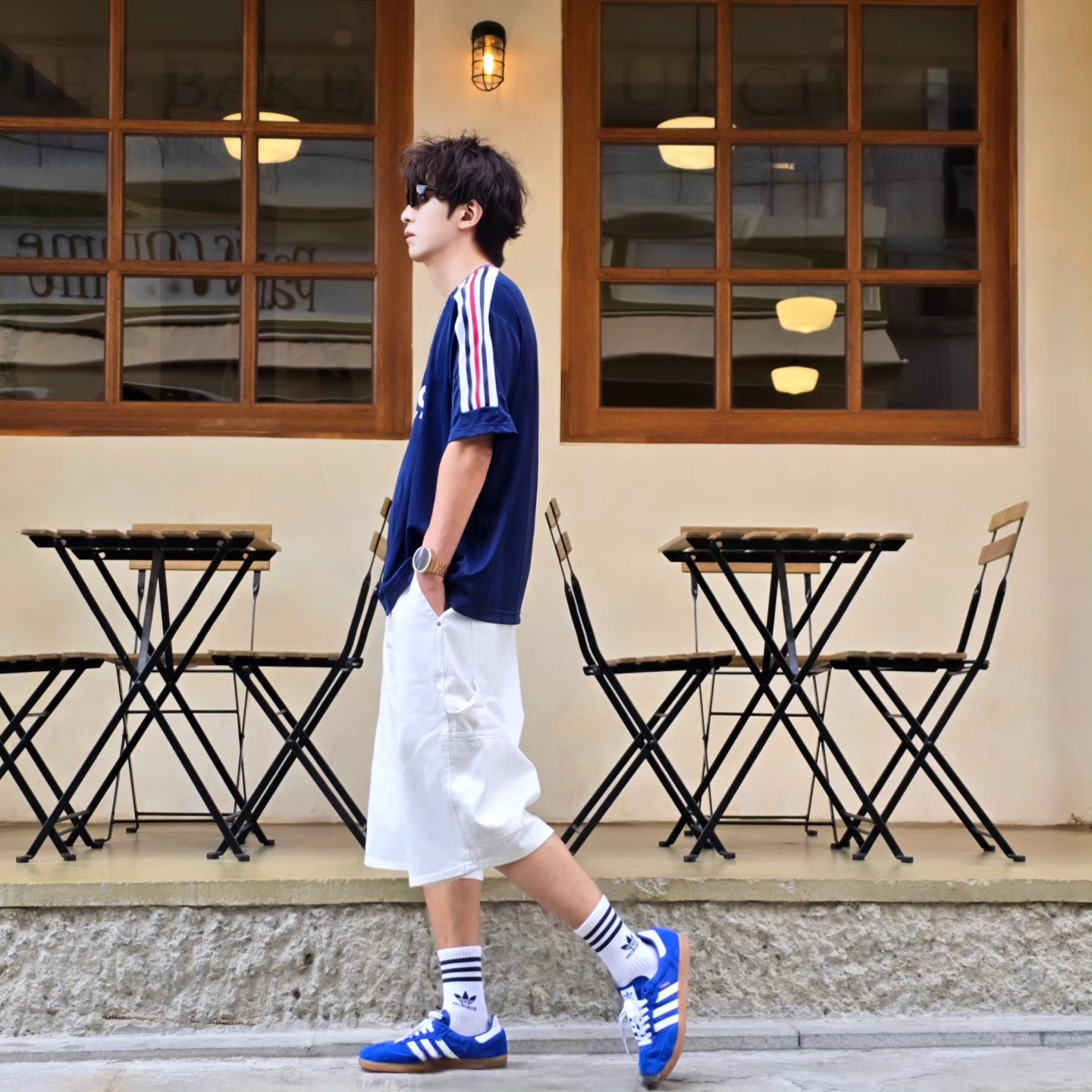 Adidas House of Tiro Nations Pack T-Shirt Team Navy Blue 2 - KR Sizing, Samsung Galaxy Watch6 44mm LTE Silver (Korean Ver.) 착용 스타일 - 5