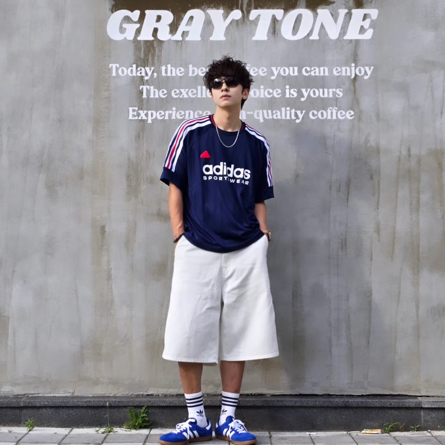 Adidas House of Tiro Nations Pack T-Shirt Team Navy Blue 2 - KR Sizing, Samsung Galaxy Watch6 44mm LTE Silver (Korean Ver.) 착용 스타일 - 1