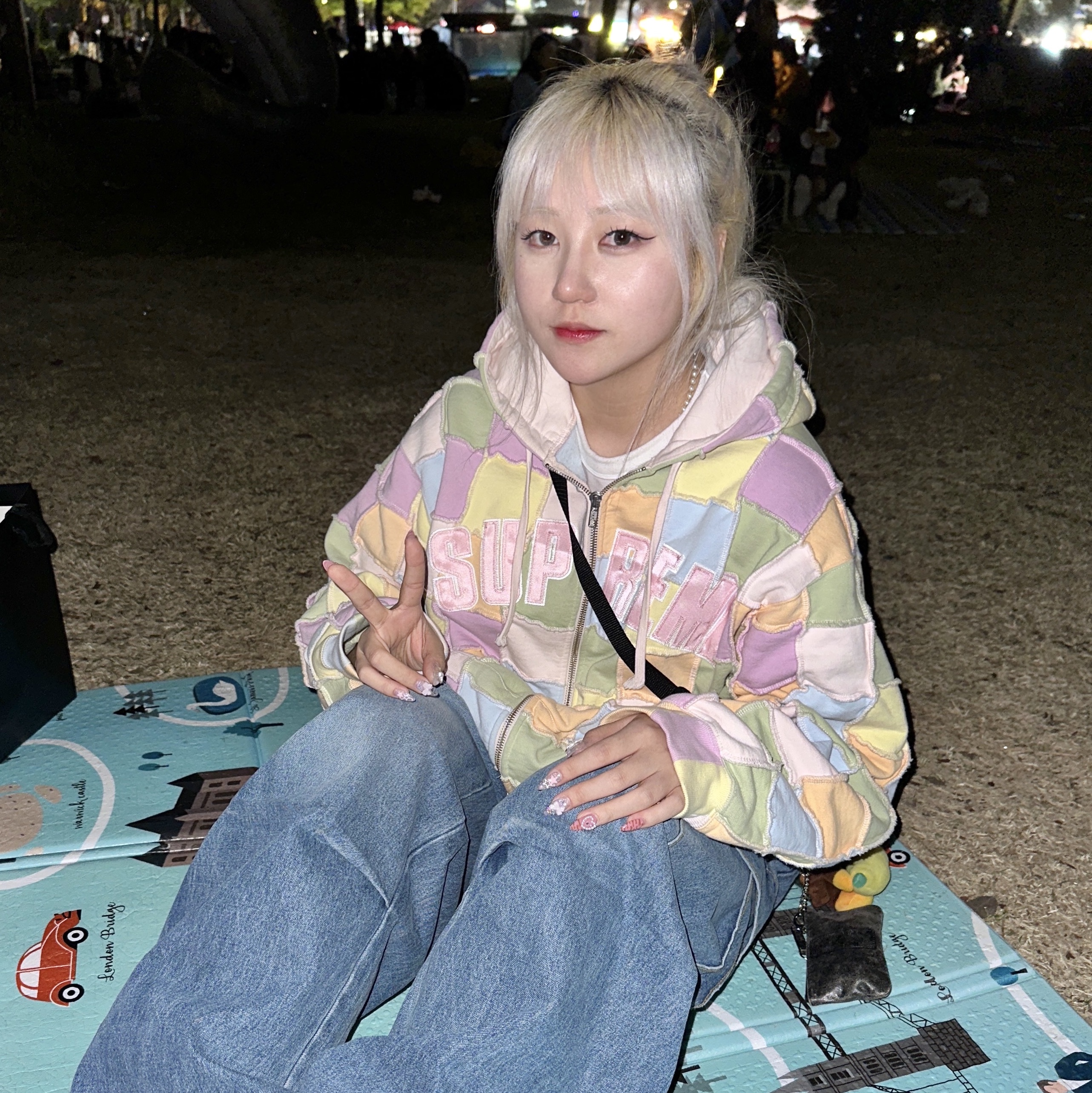 Supreme Reverse Patchwork Zip Up Hooded Sweatshirt Multi-Color - 22SS 착용 스타일 - 3
