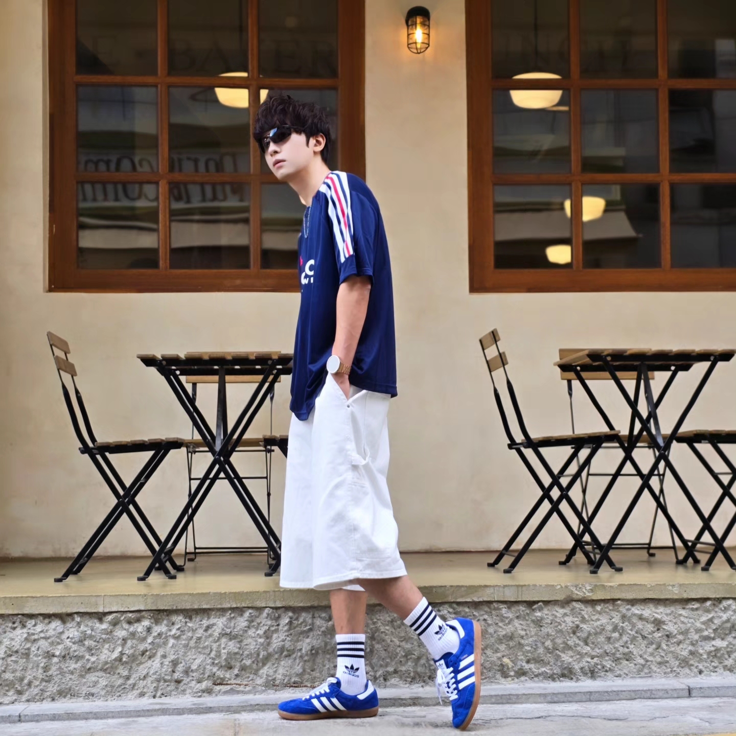 Adidas House of Tiro Nations Pack T-Shirt Team Navy Blue 2 - KR Sizing, Samsung Galaxy Watch6 44mm LTE Silver (Korean Ver.) 착용 스타일 - 6