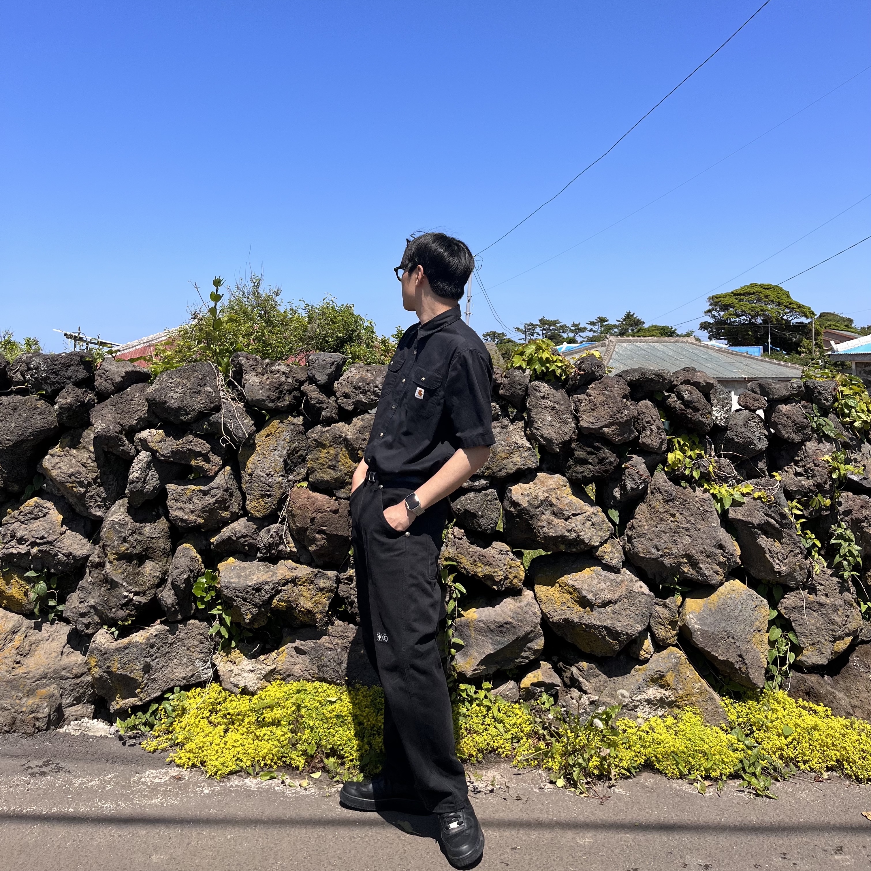 Nike Air Force 1 '07 Low Triple Black, Thug Club Thug Pants (2) Black 착용 스타일 - 2