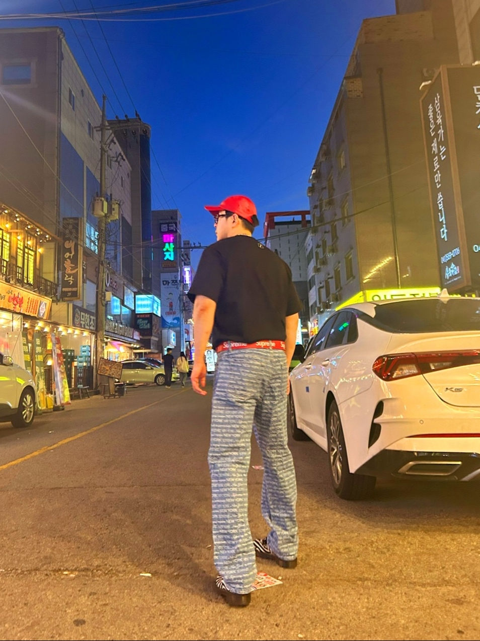 Gentle Monster x Maison Margiela MM113 Tortoiseshell Clear, Supreme Leather Camp Cap Red - 21SS 착용 스타일 - 4