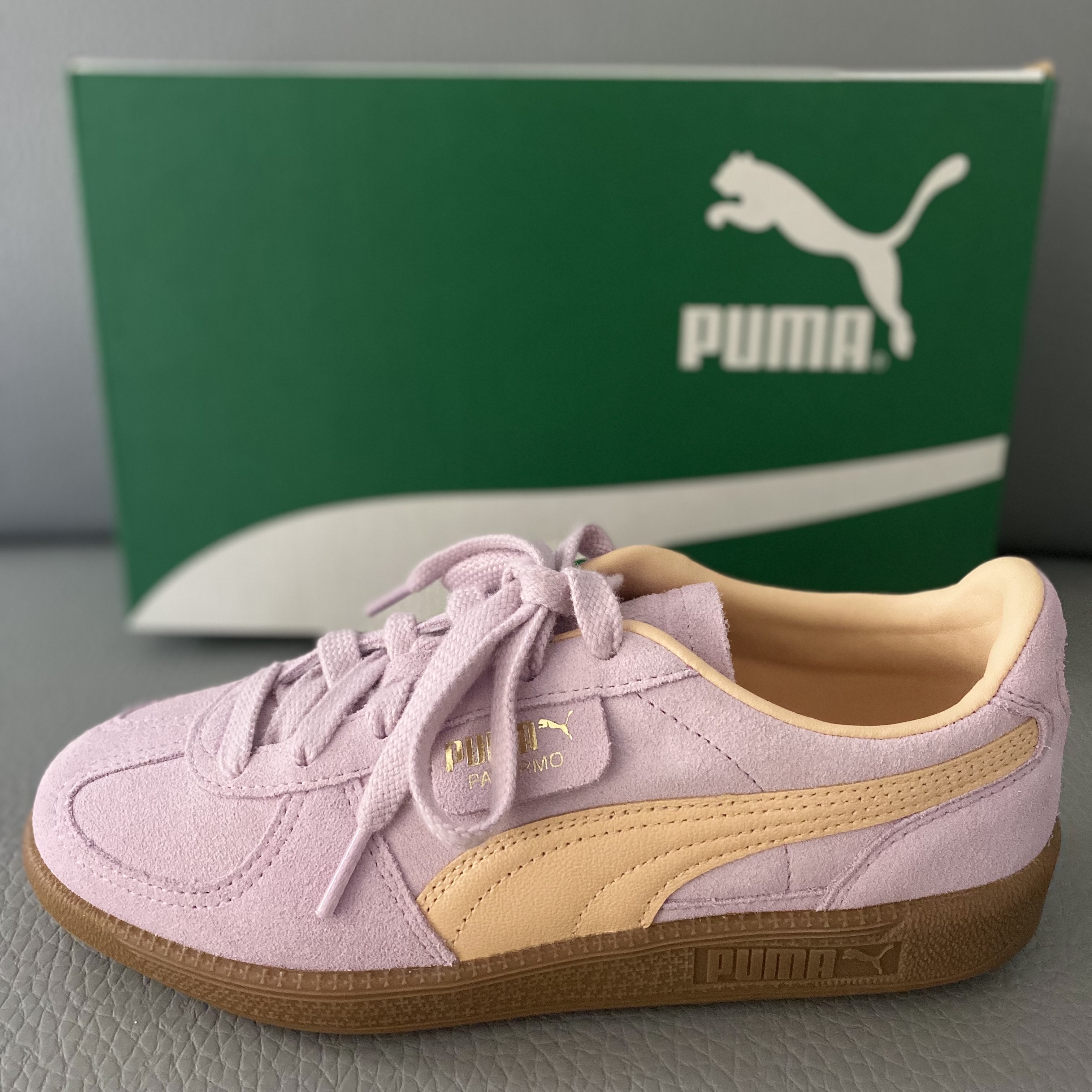 Puma Palermo Grape Mist Peach Fizz 착용 스타일