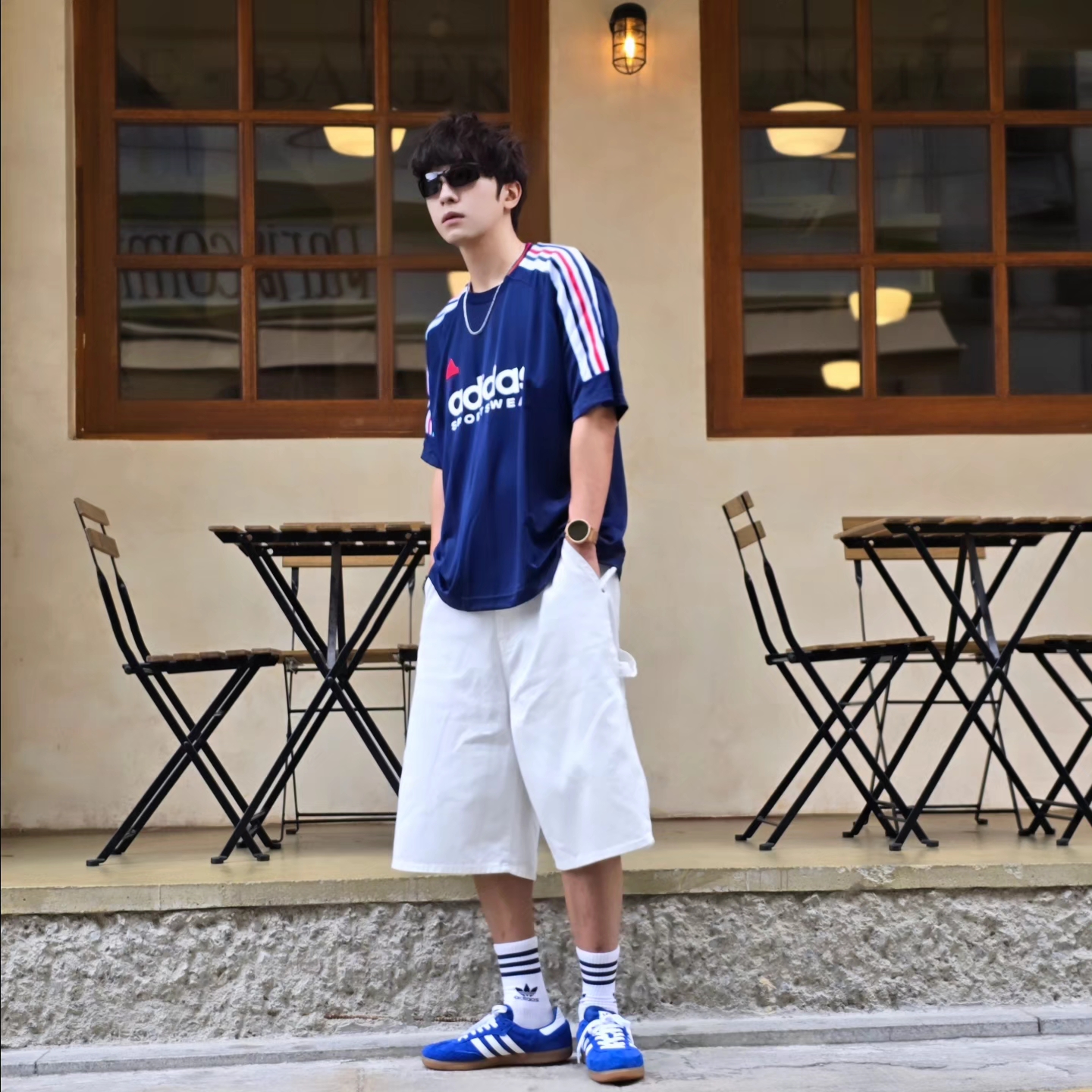 Adidas House of Tiro Nations Pack T-Shirt Team Navy Blue 2 - KR Sizing, Samsung Galaxy Watch6 44mm LTE Silver (Korean Ver.) 착용 스타일 - 7