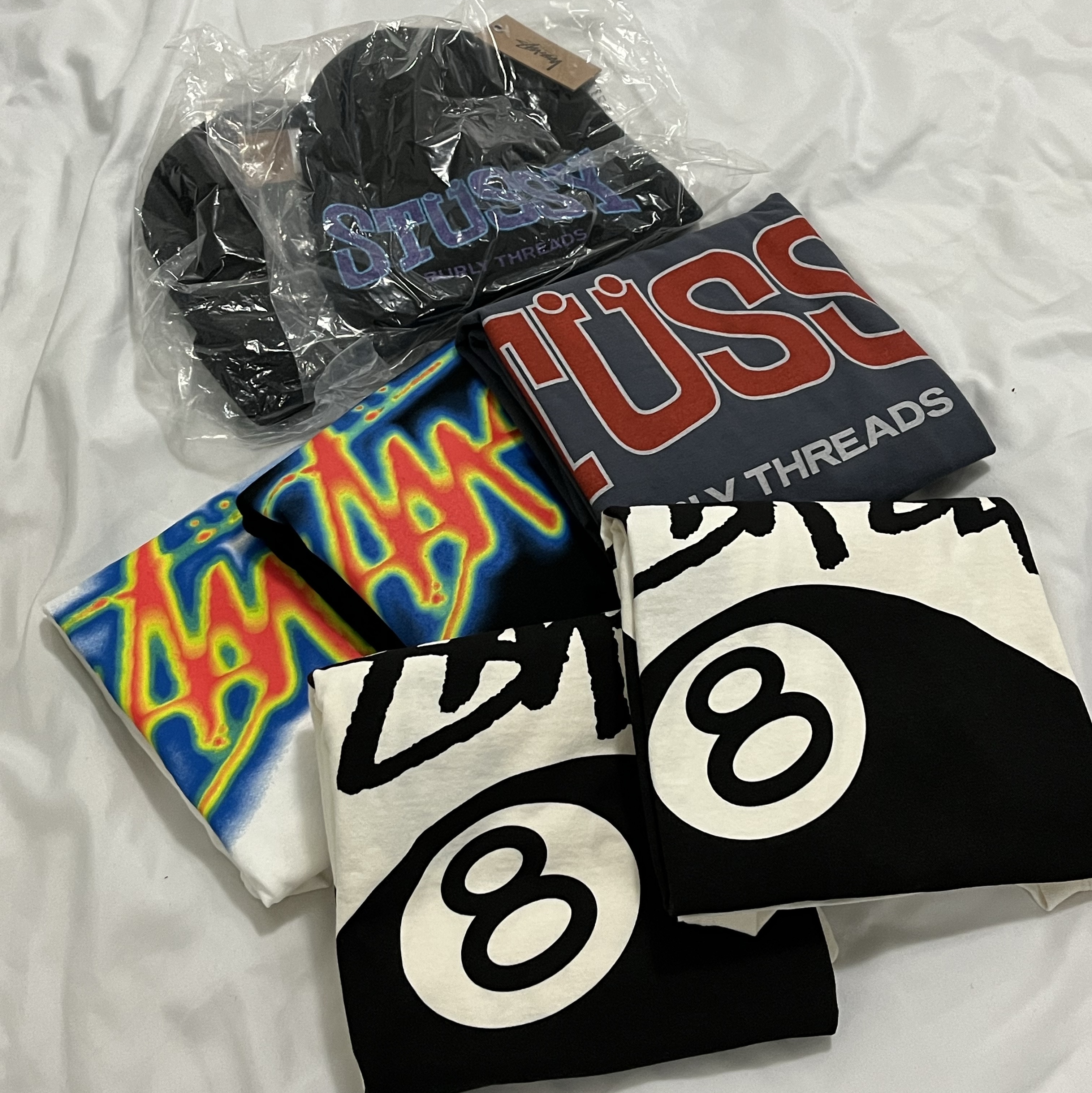 Stussy 8 Ball Pigment Dyed T-Shirt Natural, Stussy Burly Threads Pigment Dyed T-Shirt Indigo 착용 스타일