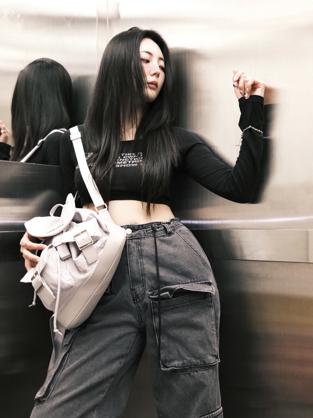 Fillintheblank Pk Backpack Nylon Dusty Grey, Fillintheblank Pk Backpack Nylon Light Grey 착용 스타일
