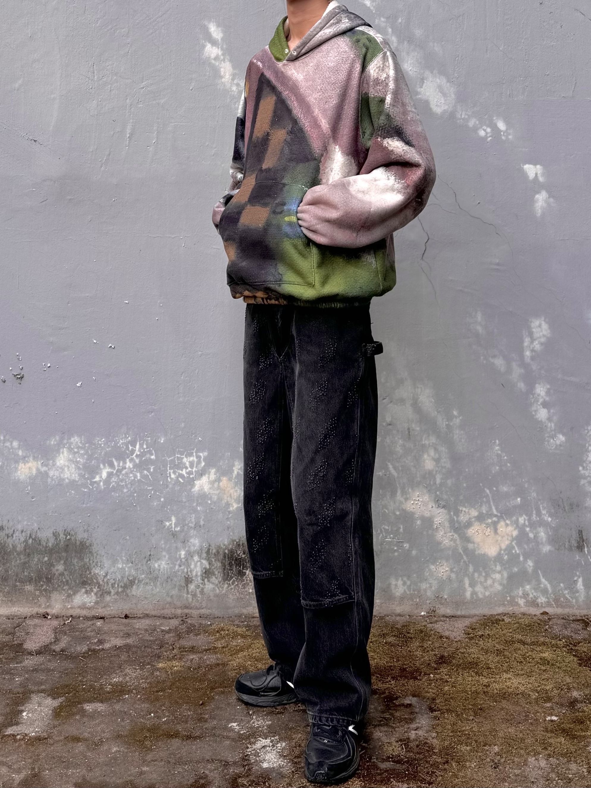 Thisisneverthat x Grateful Dead Lightning Denim Carpenter Pant Black, New Balance x Thisisneverthat 860v2 Black 착용 스타일 - 1