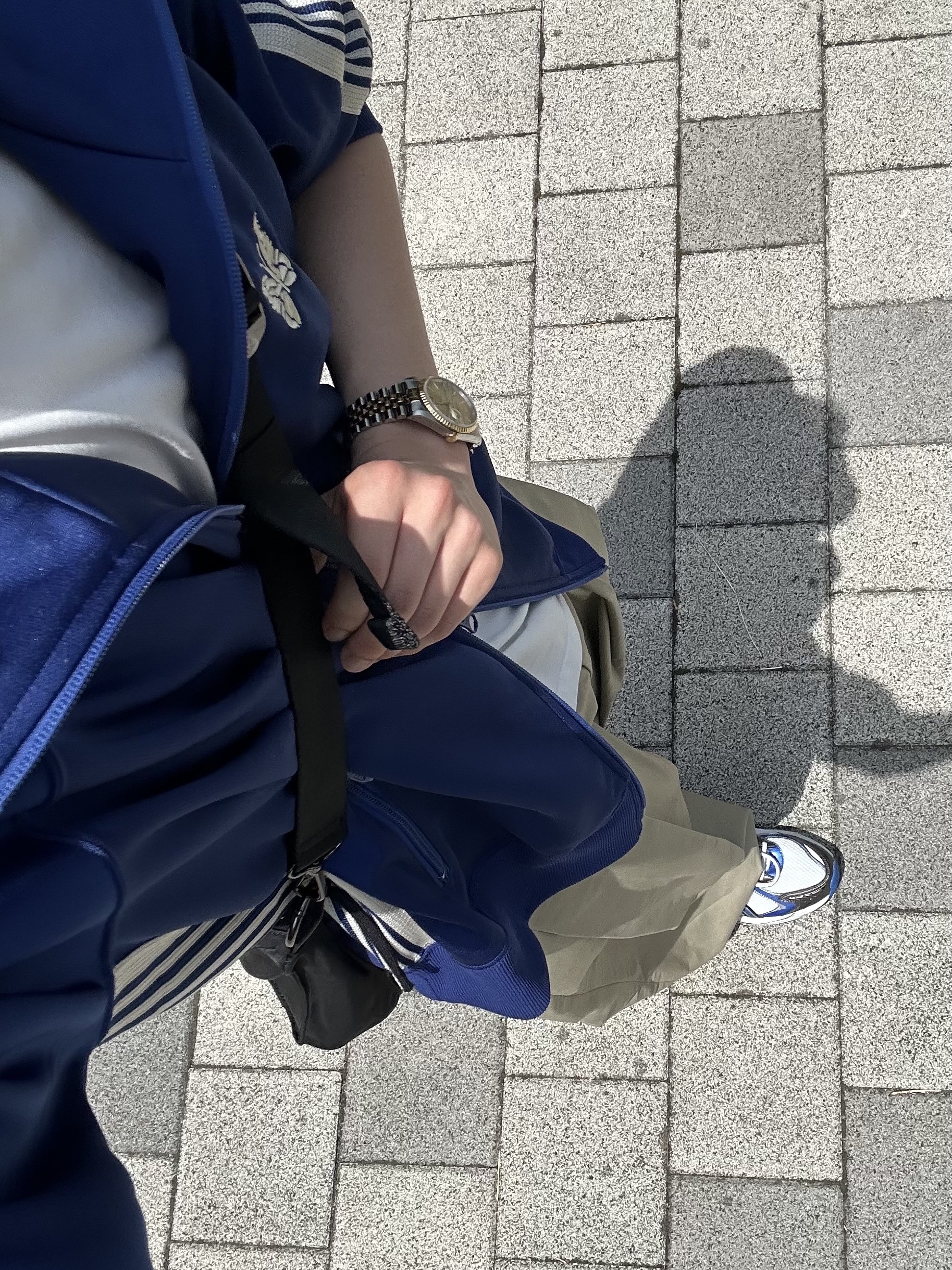 Needles Track Jacket Poly Smooth Royal, Rolex Datejust 36mm 126233 Champagne Jubilee 착용 스타일 - 2