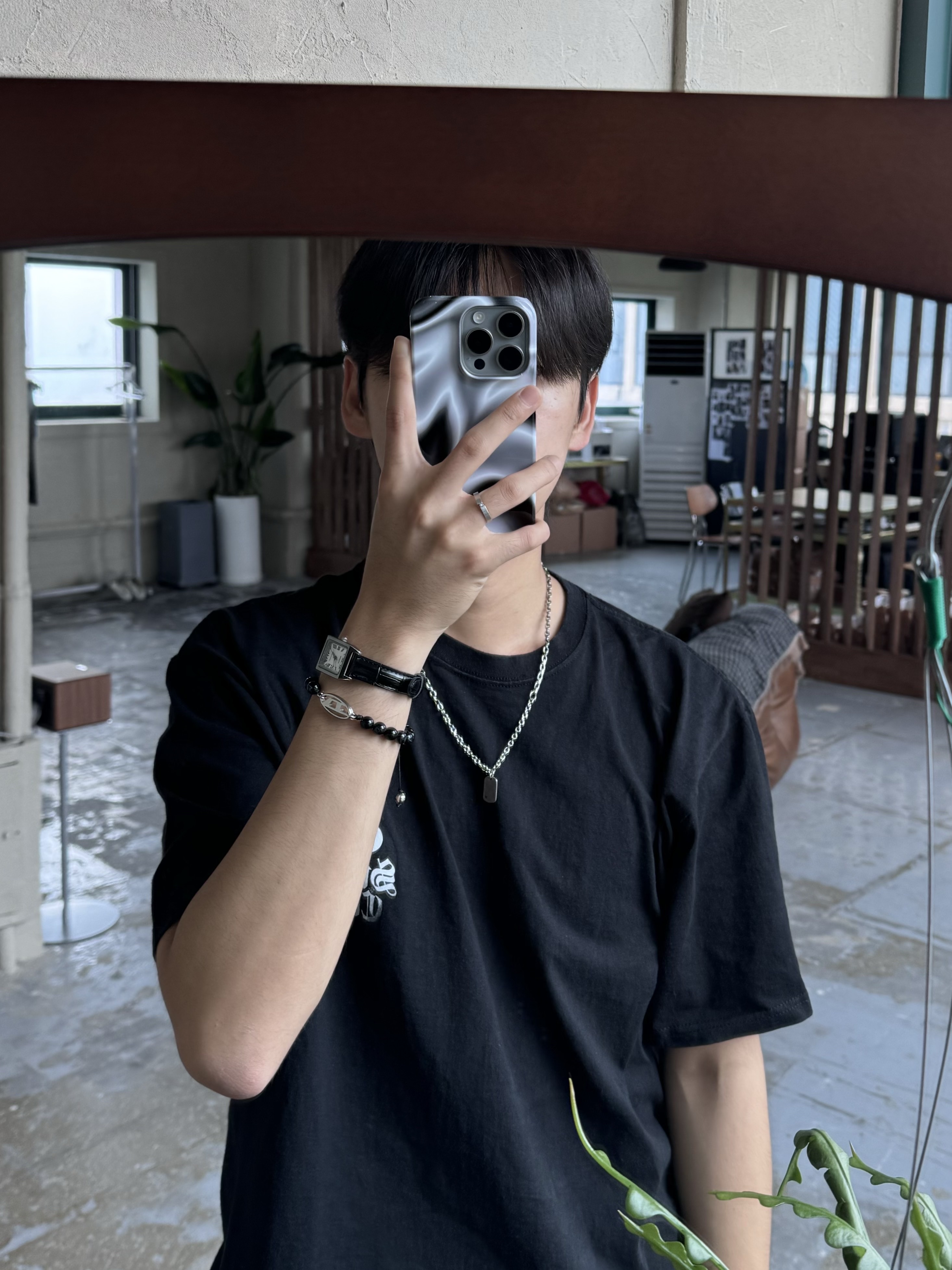 Stussy 8 Ball Corp T-Shirt Black, Asics UB2-S Gel-1130 Asphalt Pure Silver 착용 스타일 - 1