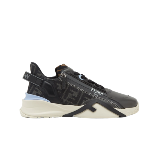 Fendi Flow Leather Low-Top Sneakers Grey