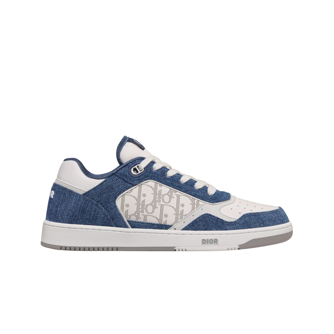 Dior B27 Low-Top Sneaker Smooth Calfskin Denim and Dior Oblique Galaxy Leather White Blue 상세 이미지 1