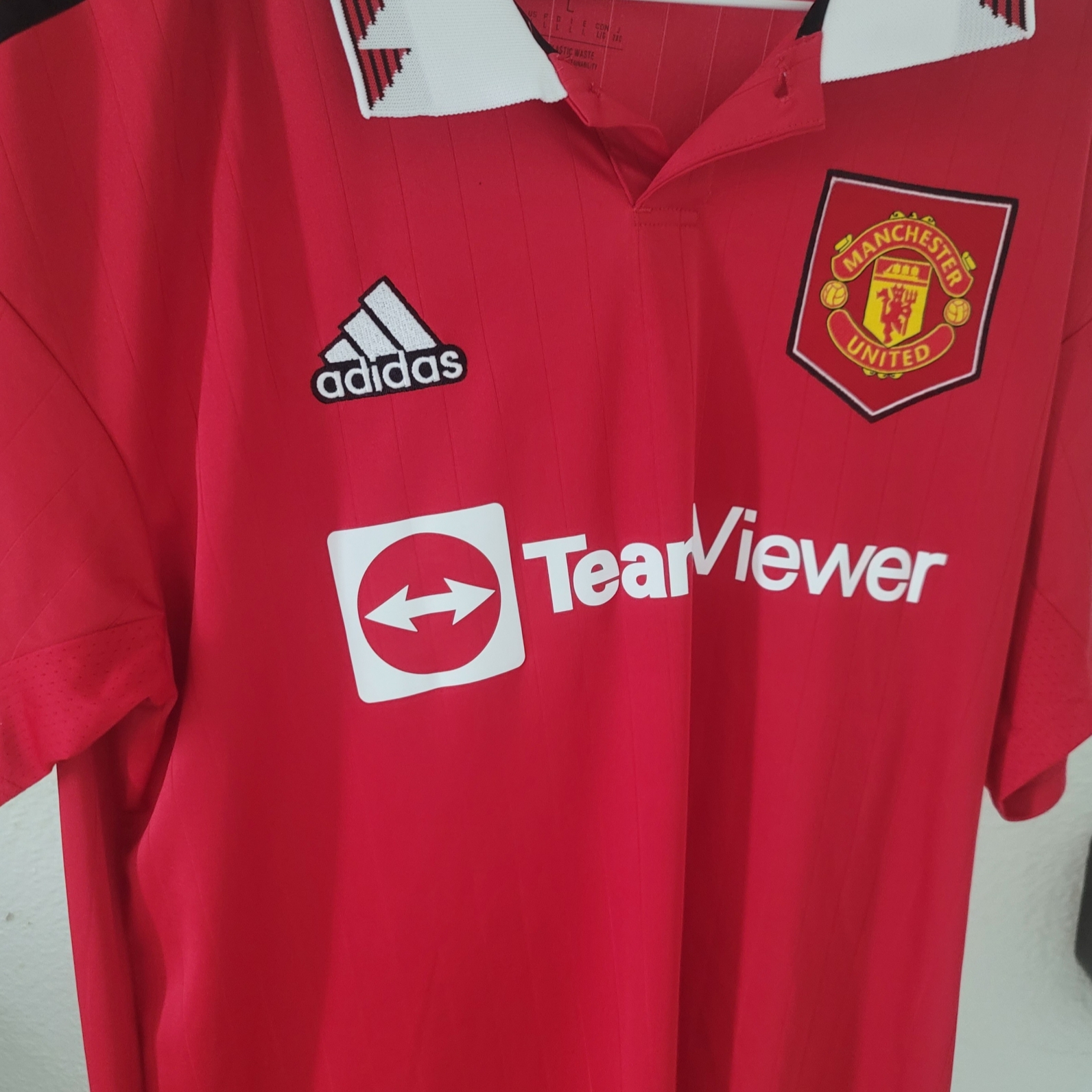 Adidas Manchester United 2022/23 Home Jersey Real Red - US Sizing (Non Marking Ver.) 착용 스타일