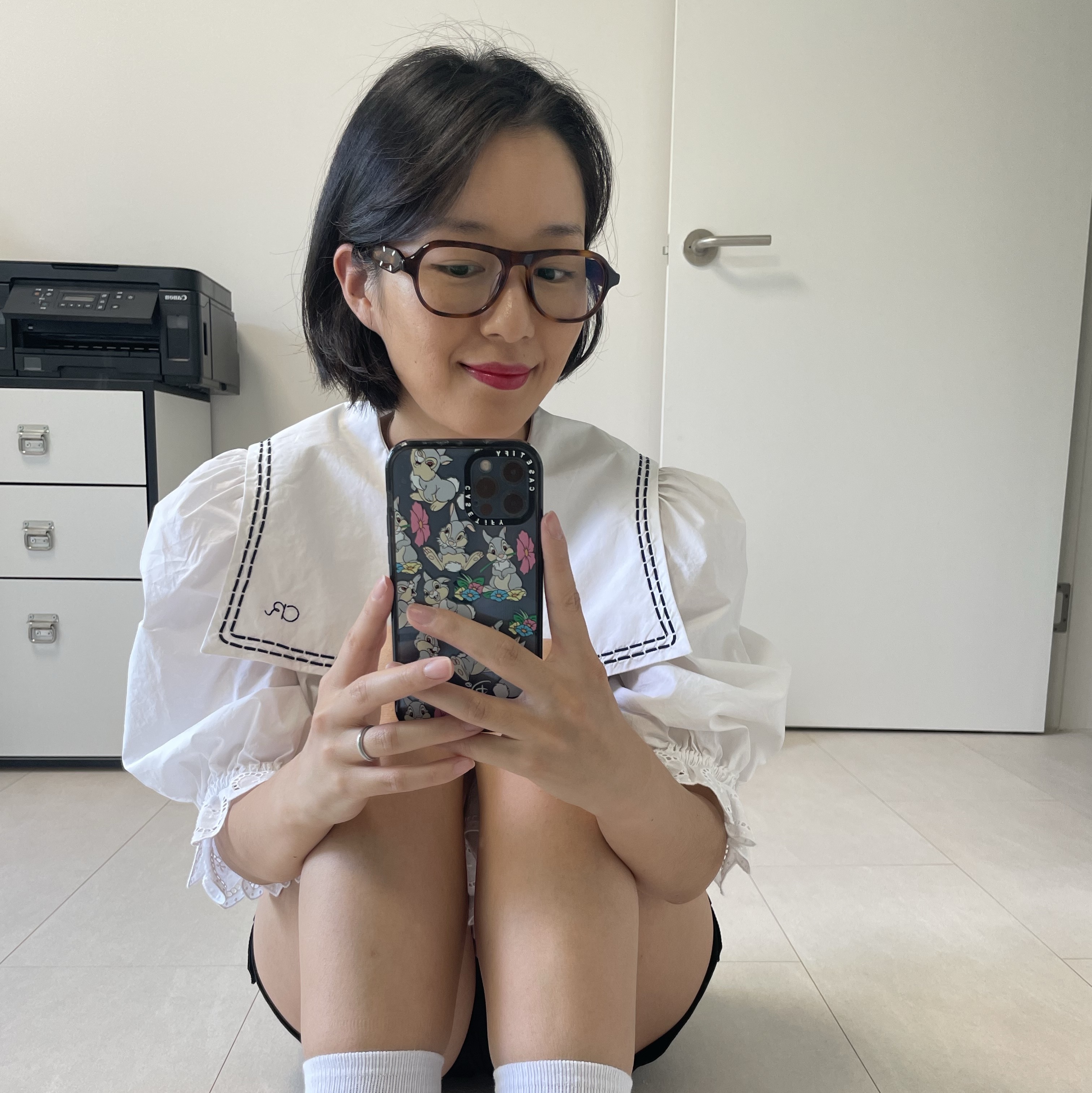 Gentle Monster x Maison Margiela MM113 Tortoiseshell Clear 착용 스타일 - 1