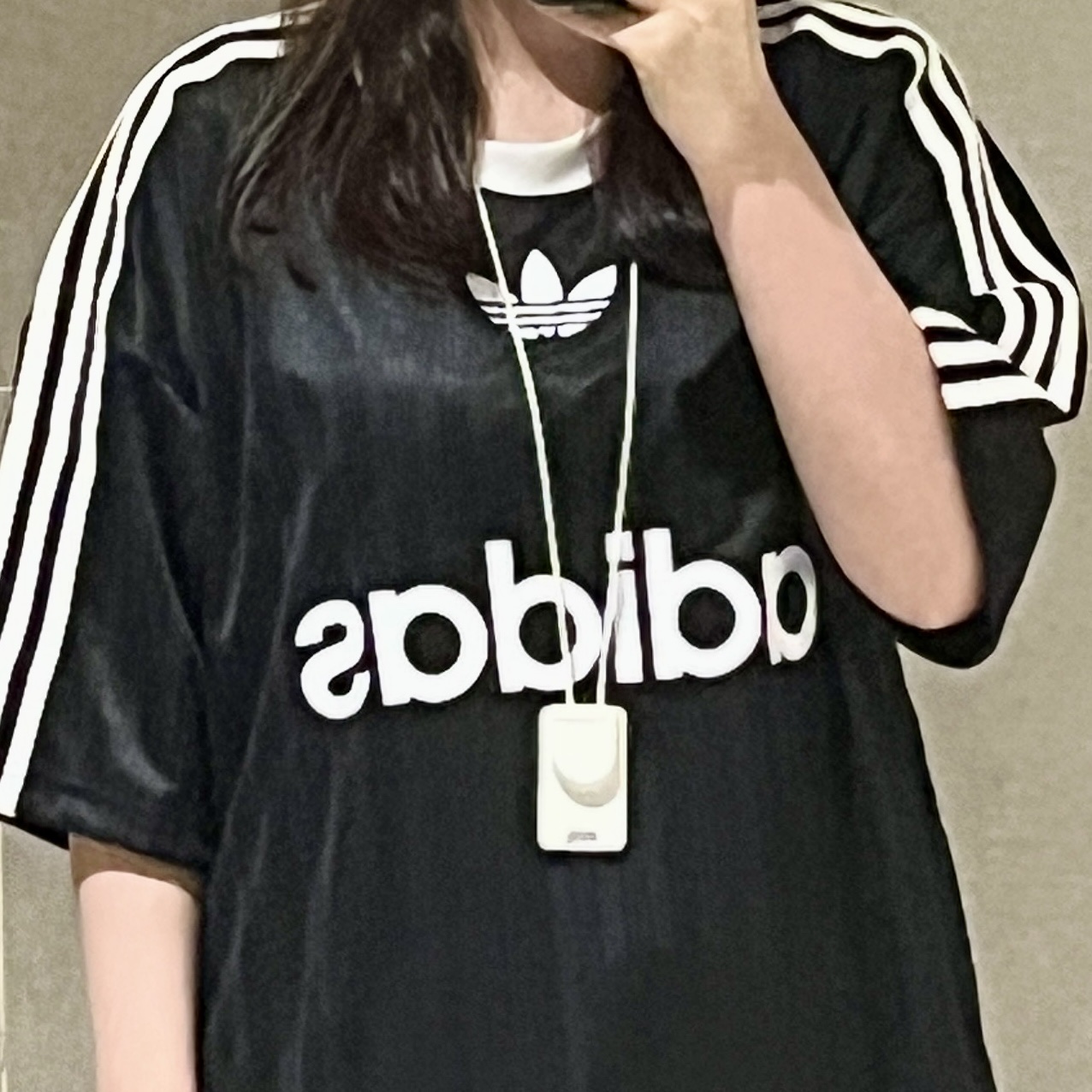 Adidas Adicolor T-Shirt Black White - KR Sizing 착용 스타일