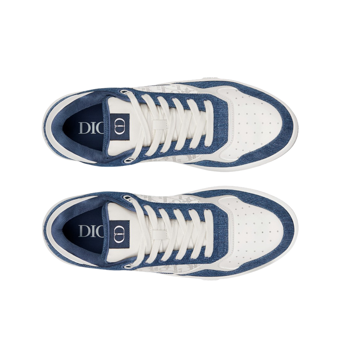 Dior B27 Low-Top Sneaker Smooth Calfskin Denim and Dior Oblique Galaxy Leather White Blue 상세 이미지 2