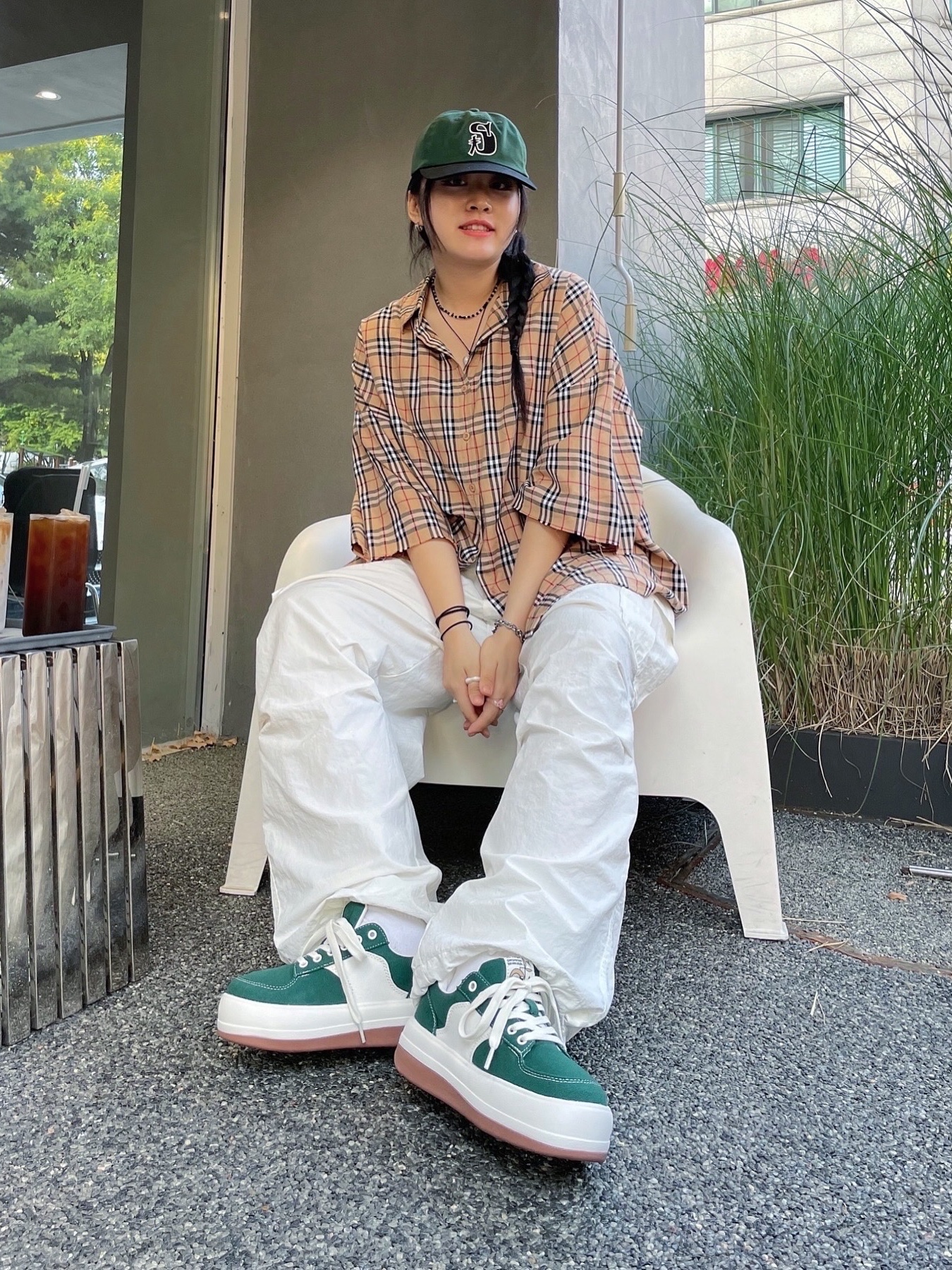 Stussy Vintage S Low Pro Cap Green 착용 스타일 - 1