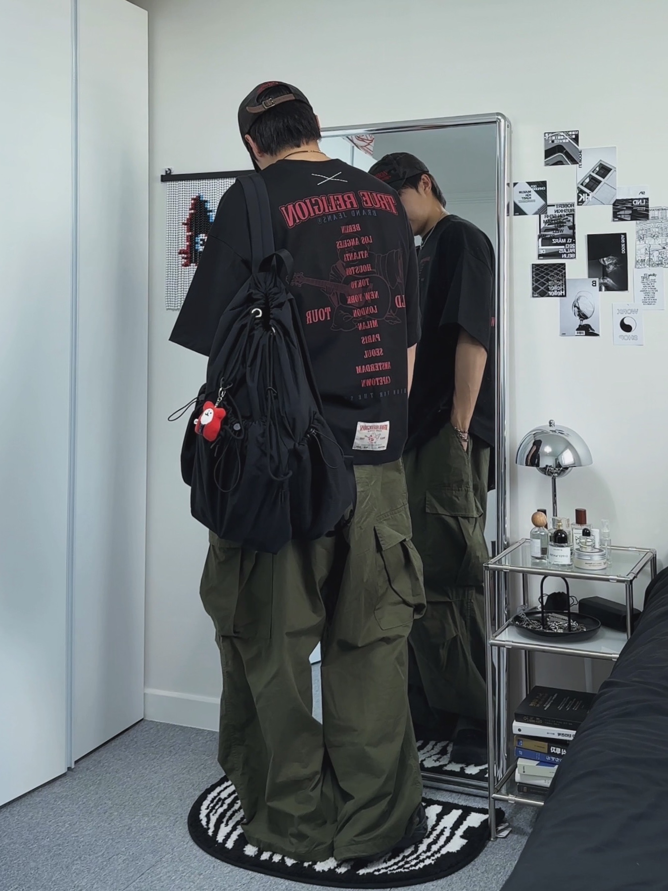 True Religion TR World Tour T-Shirt Black, Hoka Hopara 2 Black 착용 스타일 - 2