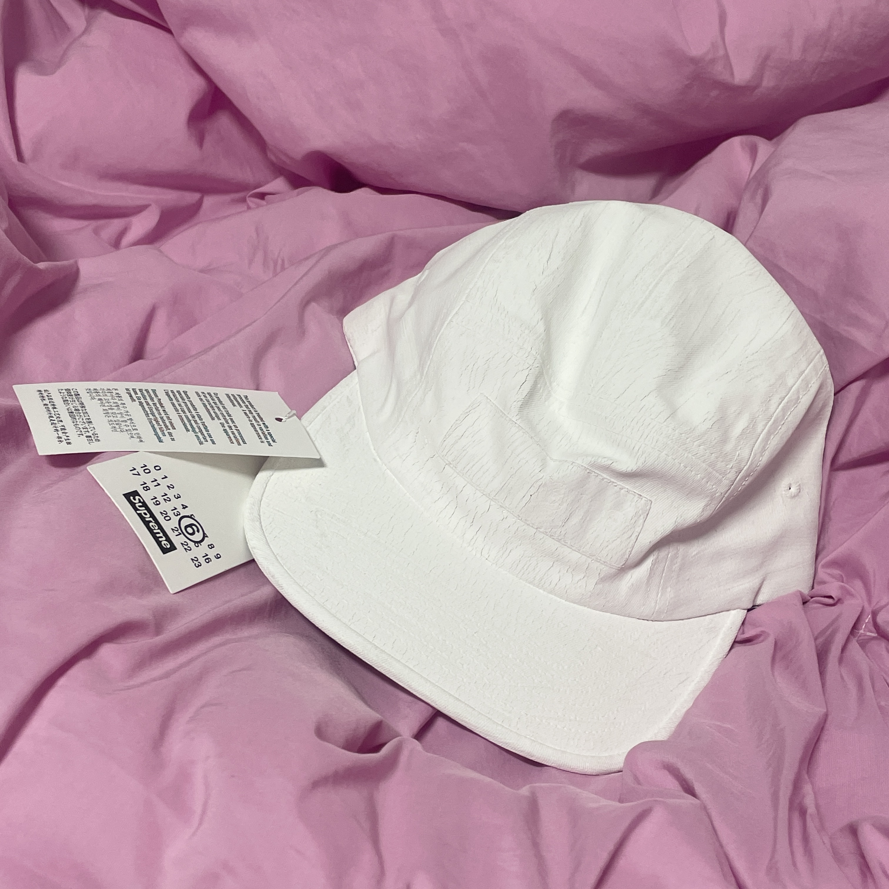 Supreme x MM6 Maison Margiela Painted Camp Cap White - 24SS 착용 스타일