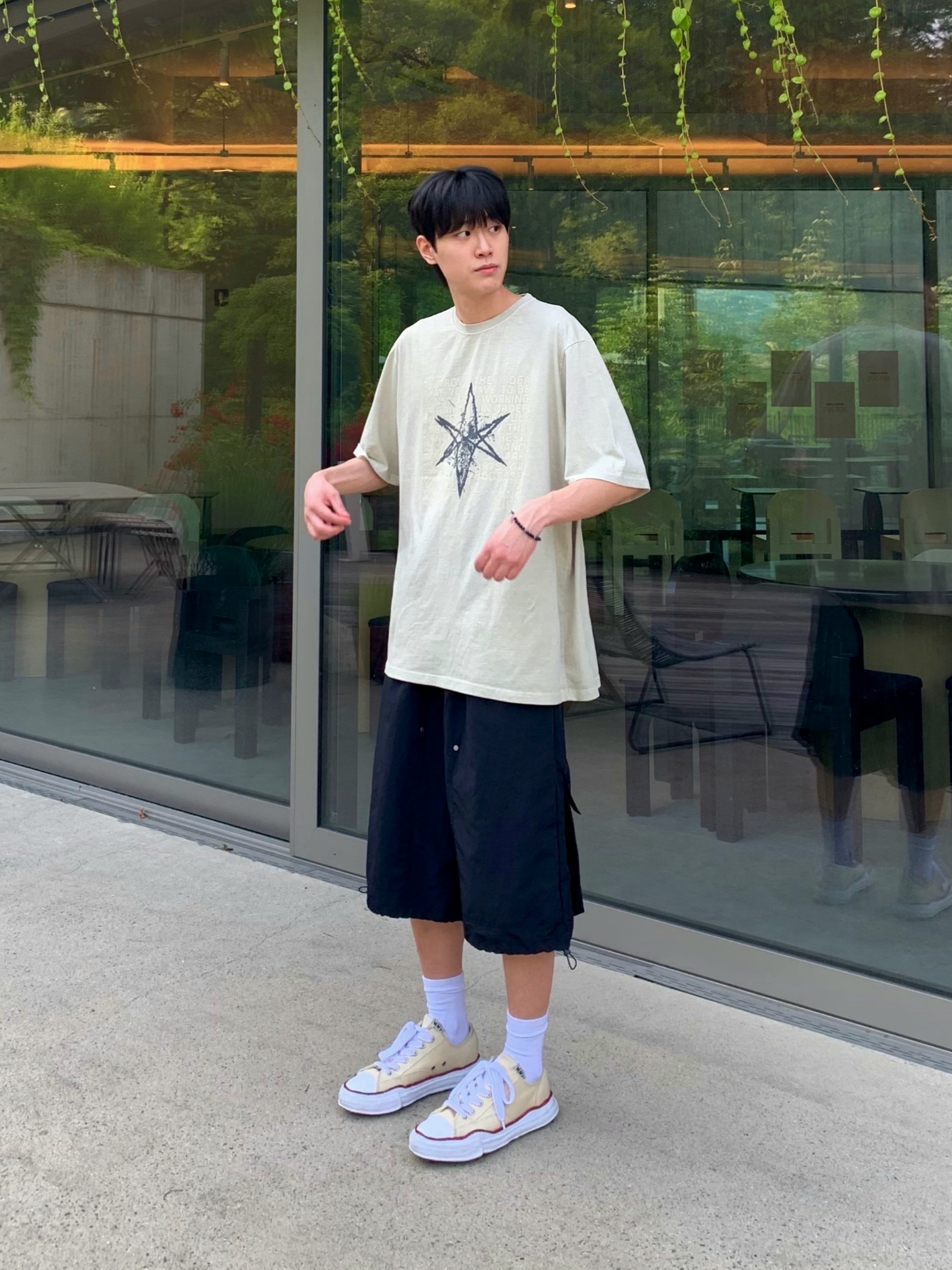 Maison Mihara Yasuhiro Peterson OG Sole Canvas Low-top Sneakers Natural 착용 스타일 - 1