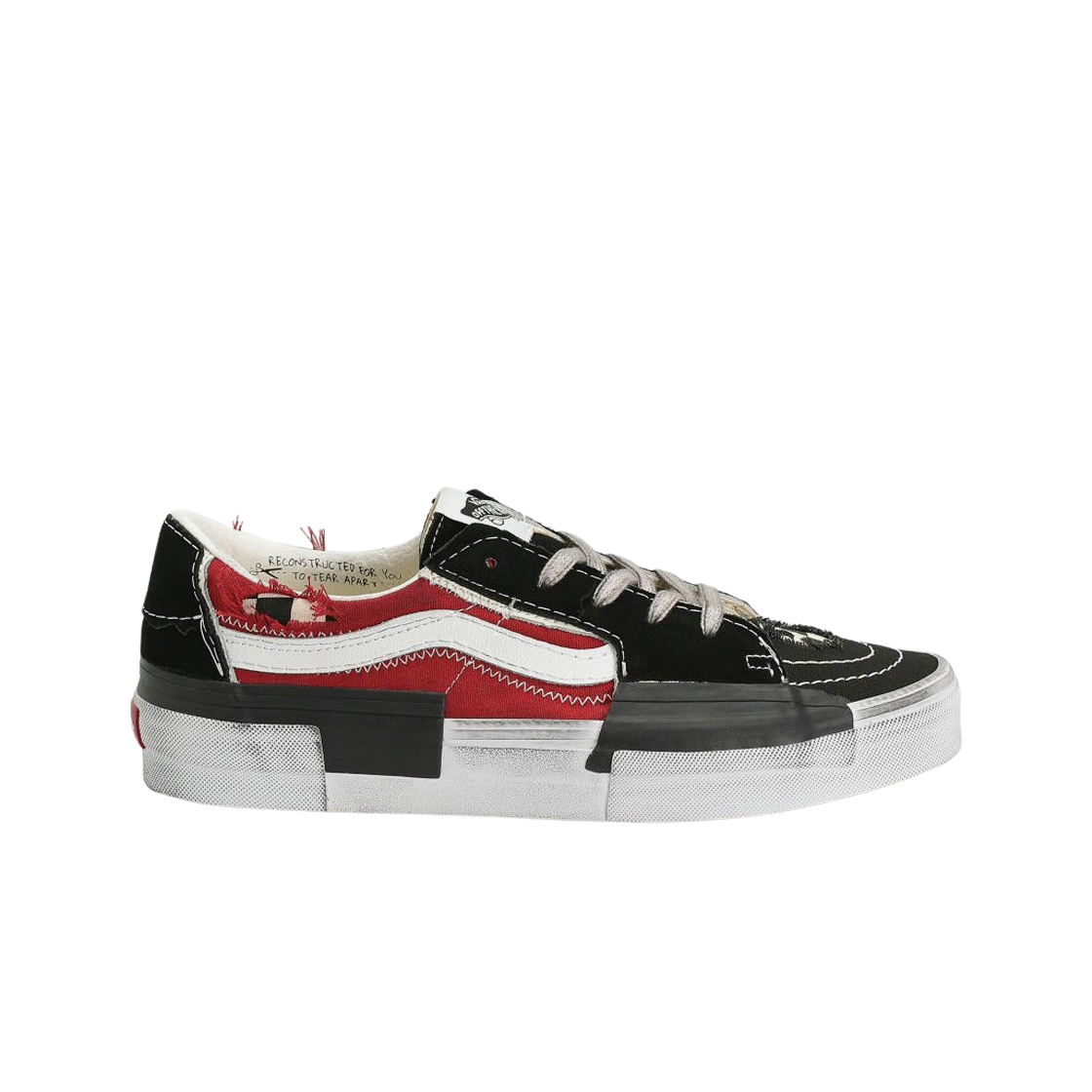 반스 스케이트 로우 리컨스트럭트 스트레스드 체크 블랙 레드(Vans Sk8-Low Reconstruct Stressed Check Black Red)