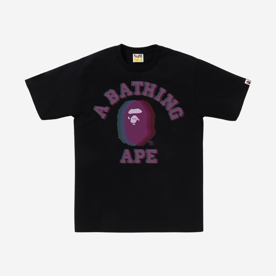 BAPE Glitch Art College T-Shirt Black 상세 이미지 1