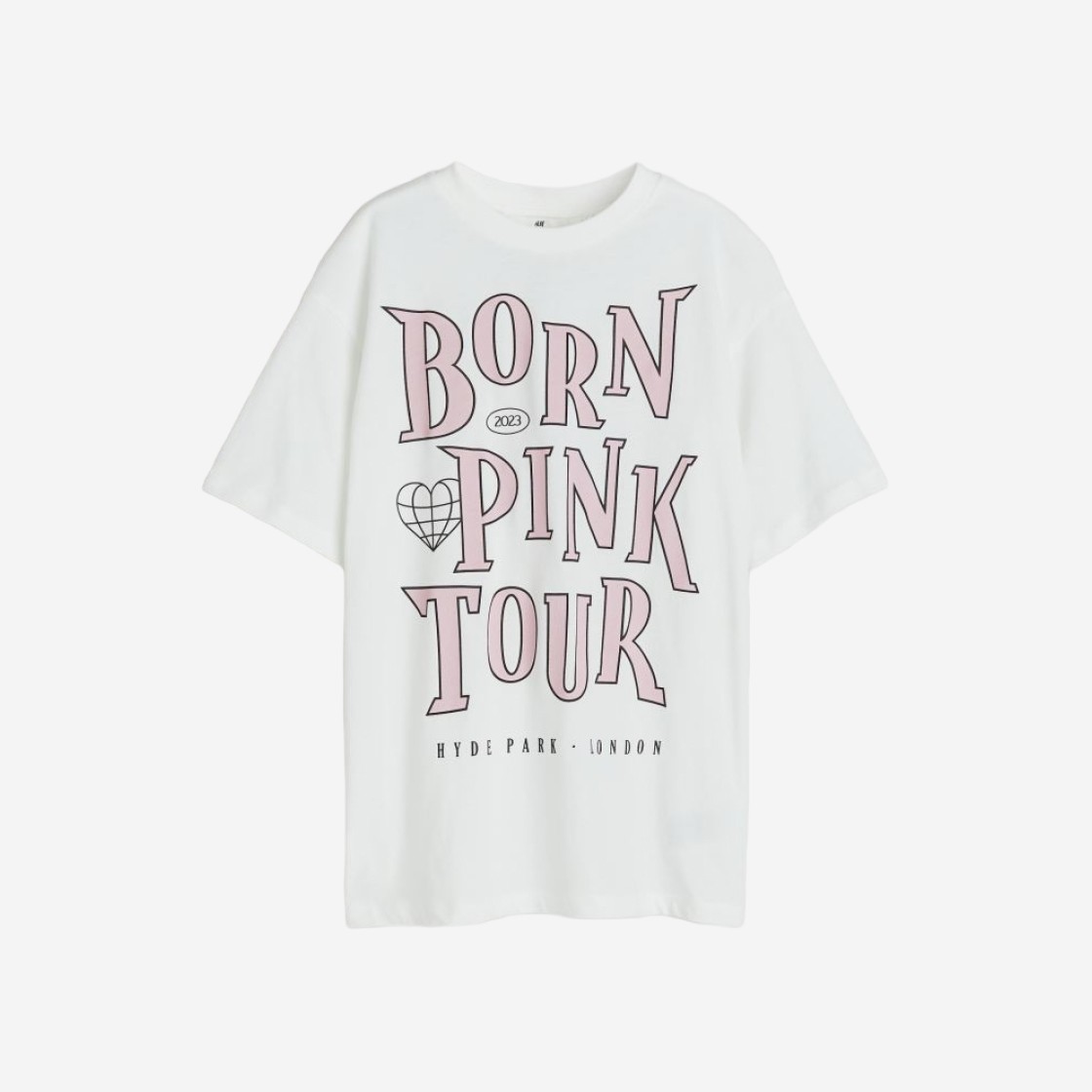 (Kids) H&M x Blackpink Oversized Print T-Shirt White Blackpink 상세 이미지 1