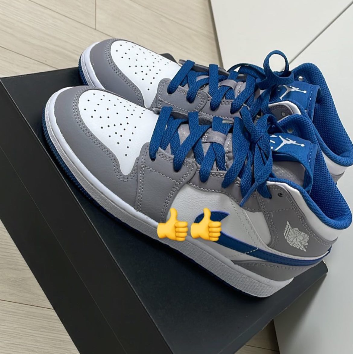 (GS) Jordan 1 Mid Cement Grey True Blue 착용 스타일