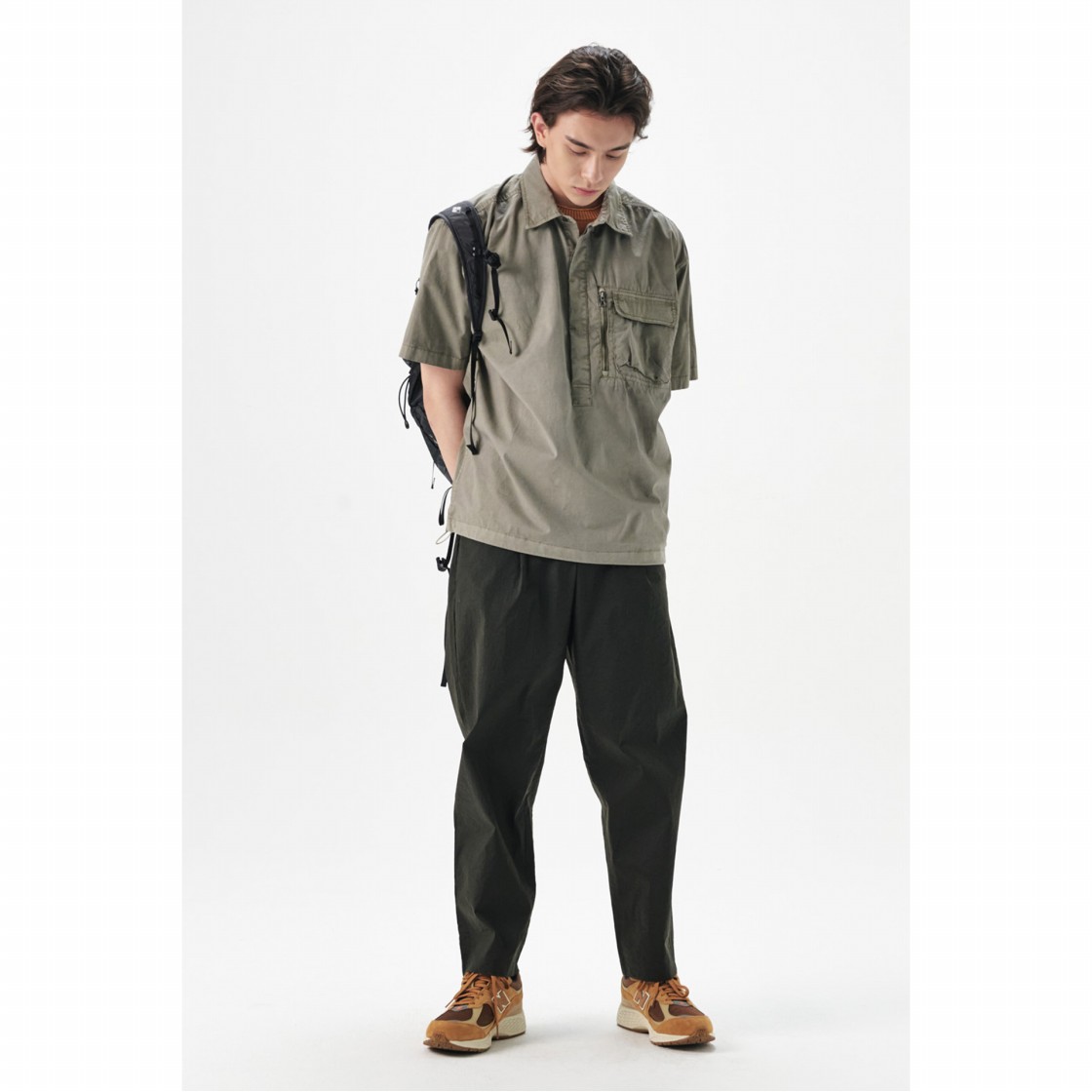 시리즈 가먼트 다잉 반팔 아노락 셔츠 카키(SERIES New Garment Dying Short-Sleeved Anorak Shirt Khaki) - 6