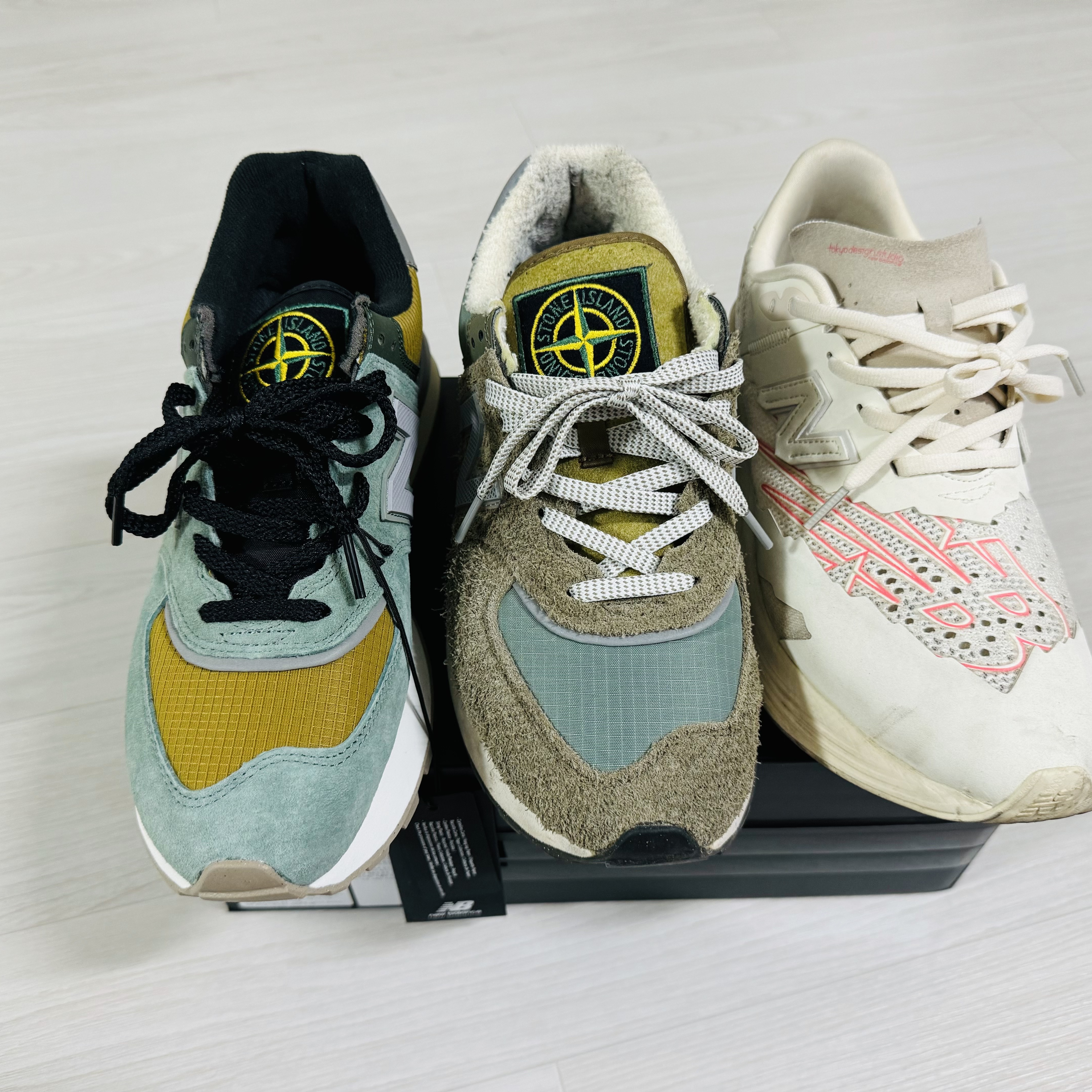 New Balance x Stone Island 574 Legacy Light Green, New Balance x Stone Island 574 Legacy Green 착용 스타일 - 3