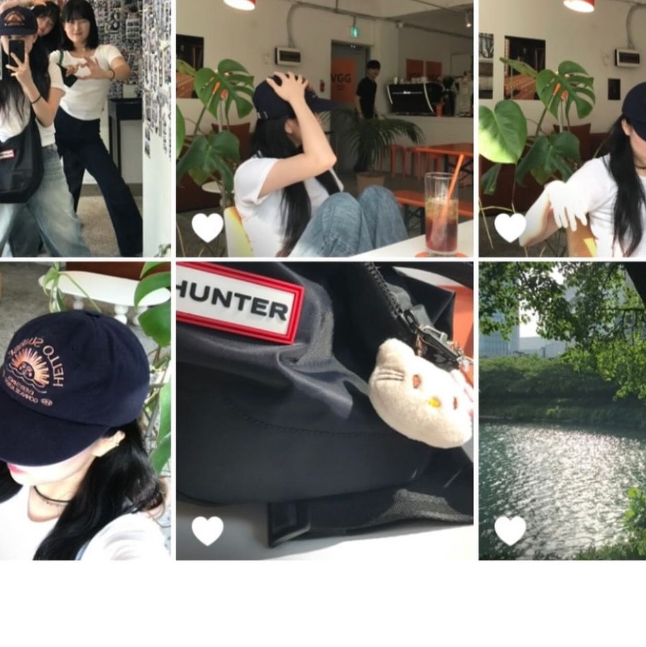 Hello Sunrise Washed HS Arch Logo 6Panel Cap Off White & Navy, Hello Sunrise Washed HS Arch Logo 6Panel Cap Navy & Orange 착용 스타일