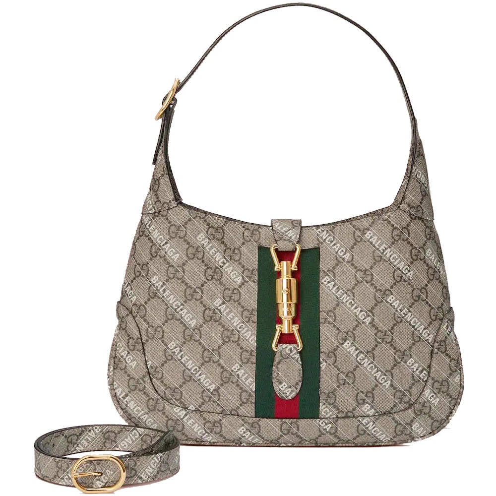 Gucci x Balenciaga The Hacker Project Small Jackie 1961 Bag Beige and Ebony 착용 스타일 - 2
