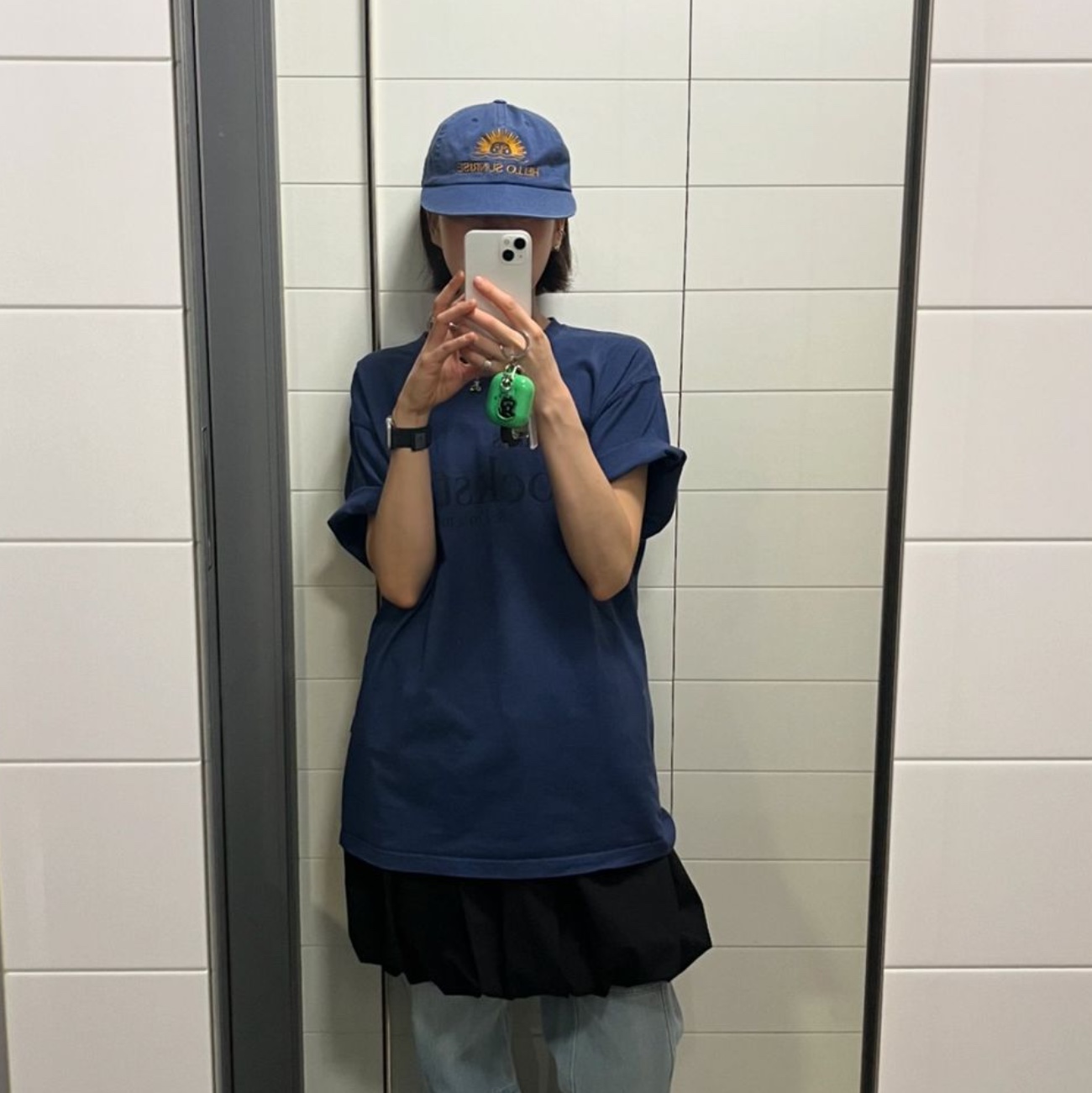 Hello Sunrise Washed OG Logo 6panel Cap Ocean Blue, Hello Sunrise Washed OG Logo 6panel Cap_Burnt Orange 착용 스타일