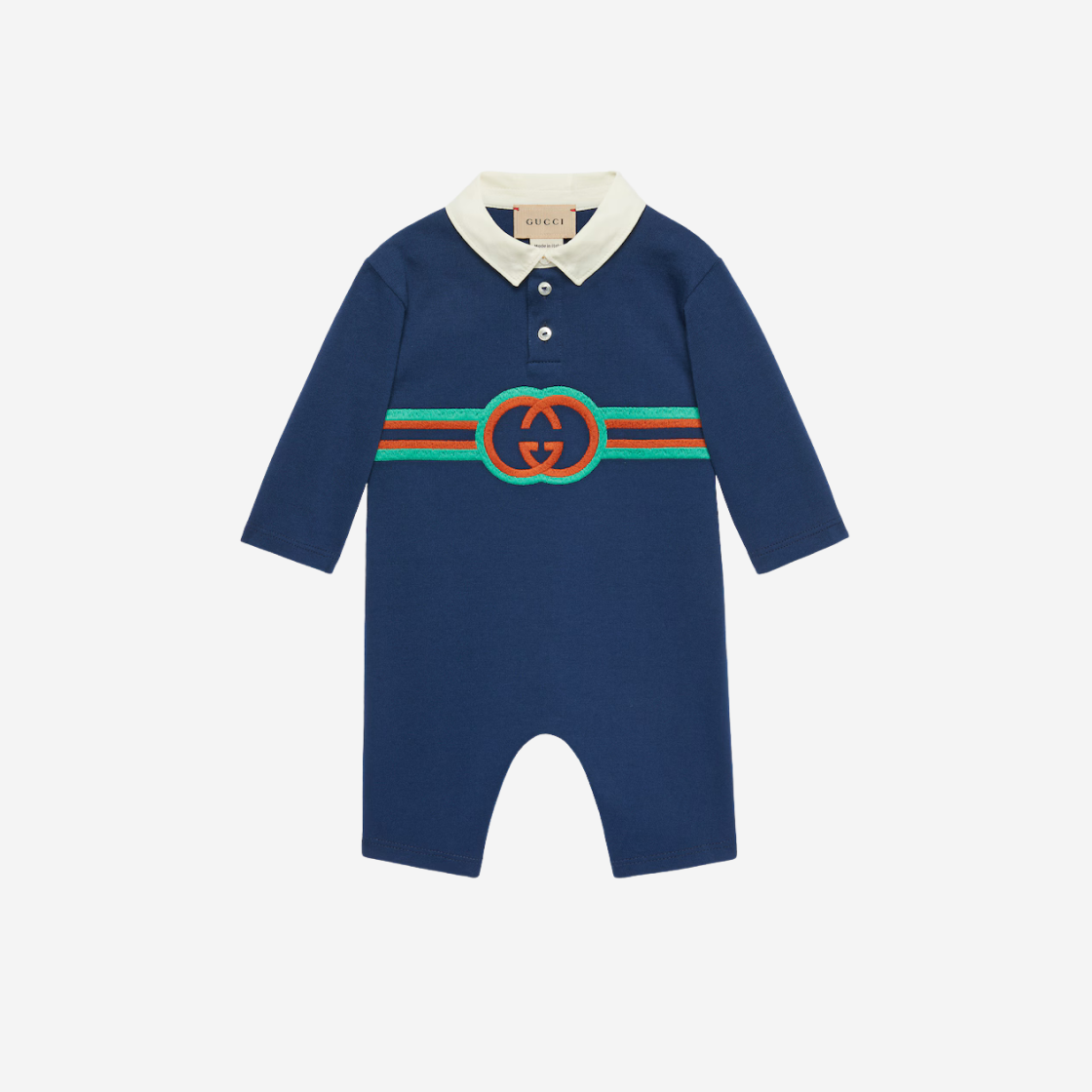 660754-XJFOW-4696 (Kids) Gucci Interlocking G Cotton One-Piece Blue