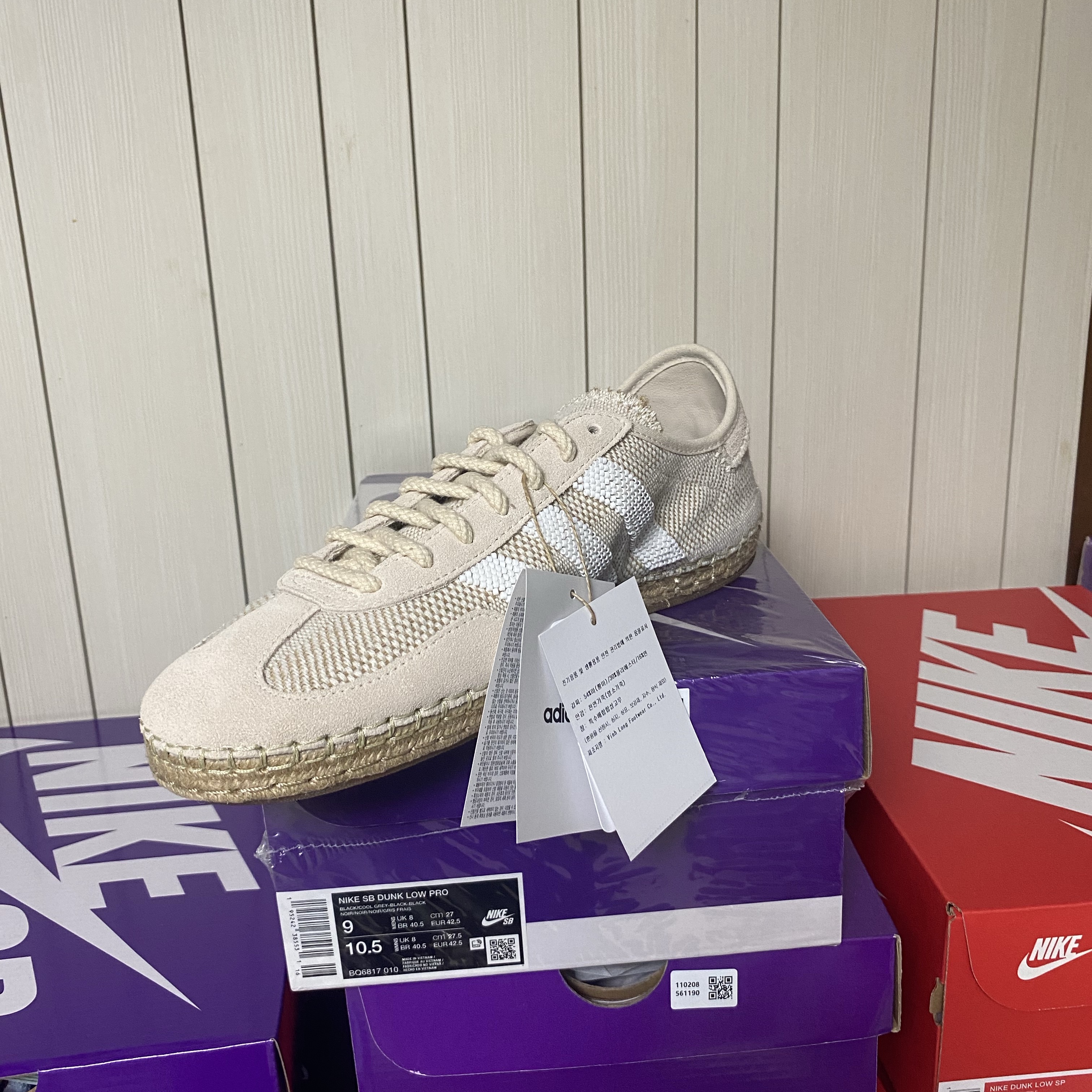 Adidas x Clot Gazelle Halo Ivory Cloud White 착용 스타일 - 2