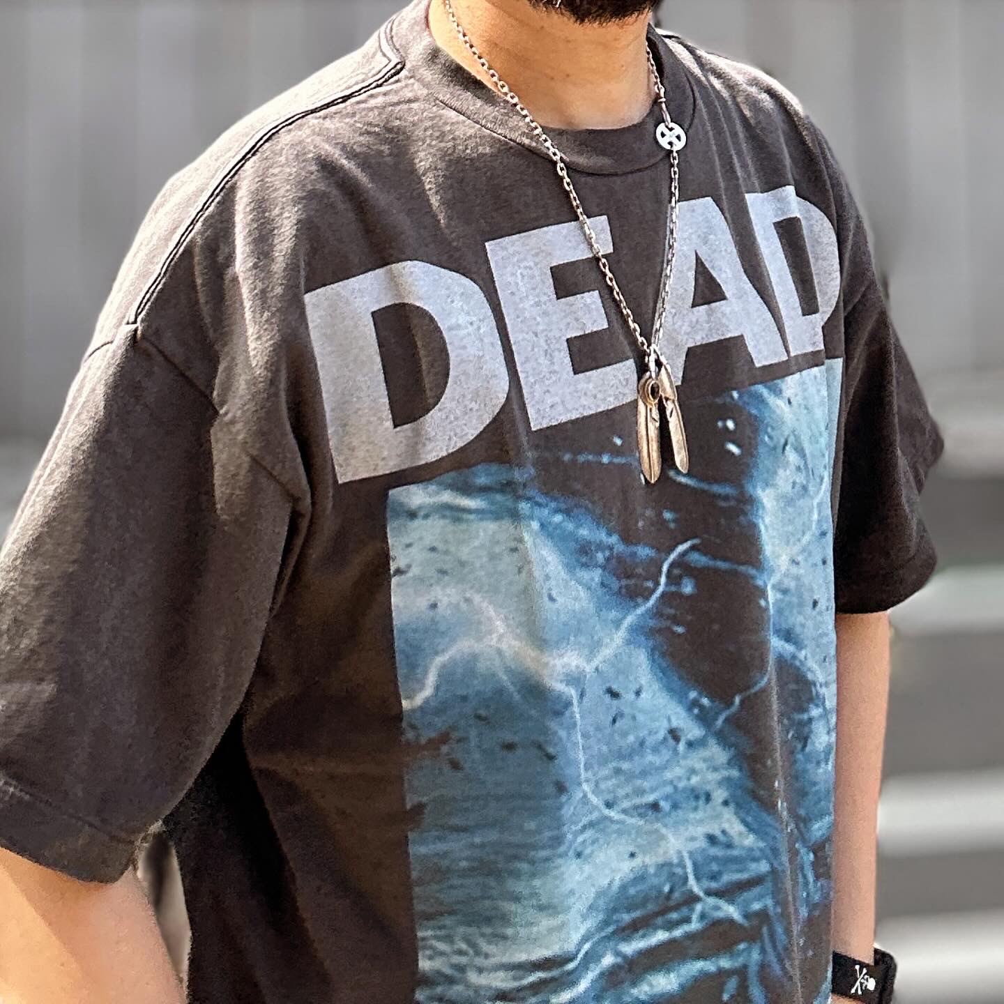 Saint Mxxxxxx Dead S/S T-Shirt Black - 24SS, Supreme x Dickies Double Knee Baggy Jean Washed Indigo - 23FW 착용 스타일 - 2
