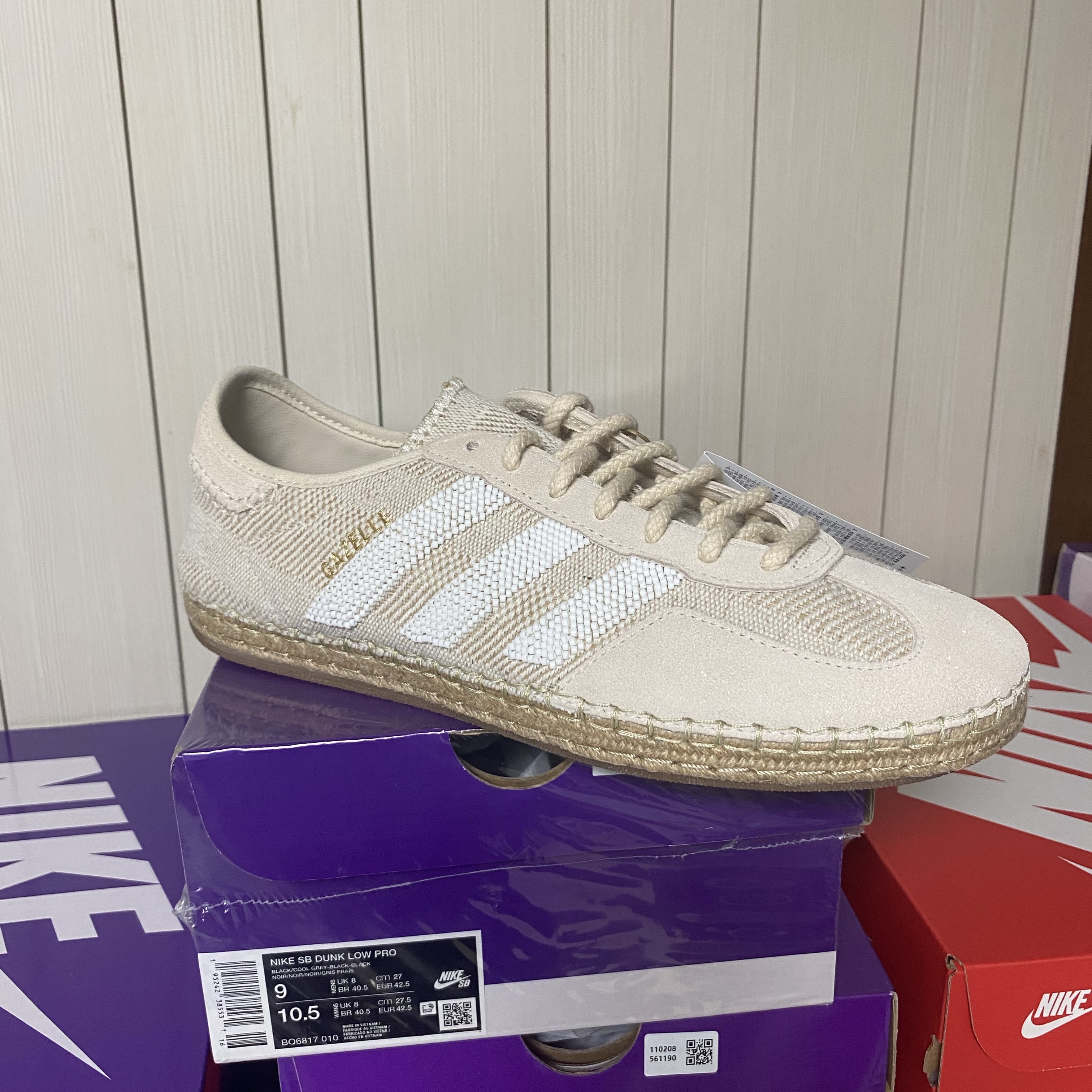 Adidas x Clot Gazelle Halo Ivory Cloud White 착용 스타일 - 1