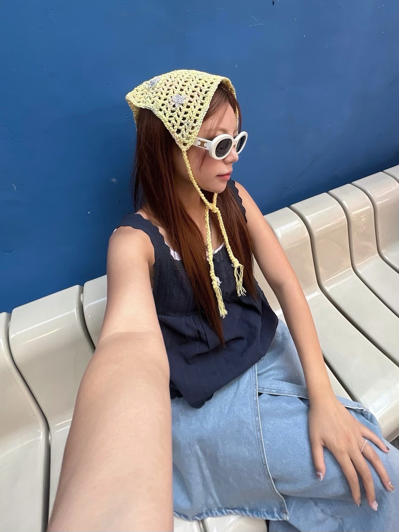 (W) Celine Triomphe 01 Sunglasses in Acetate White, Heaven by Marc Jacobs Friendship Necklace Set Silver Ox (Set of 2) 착용 스타일