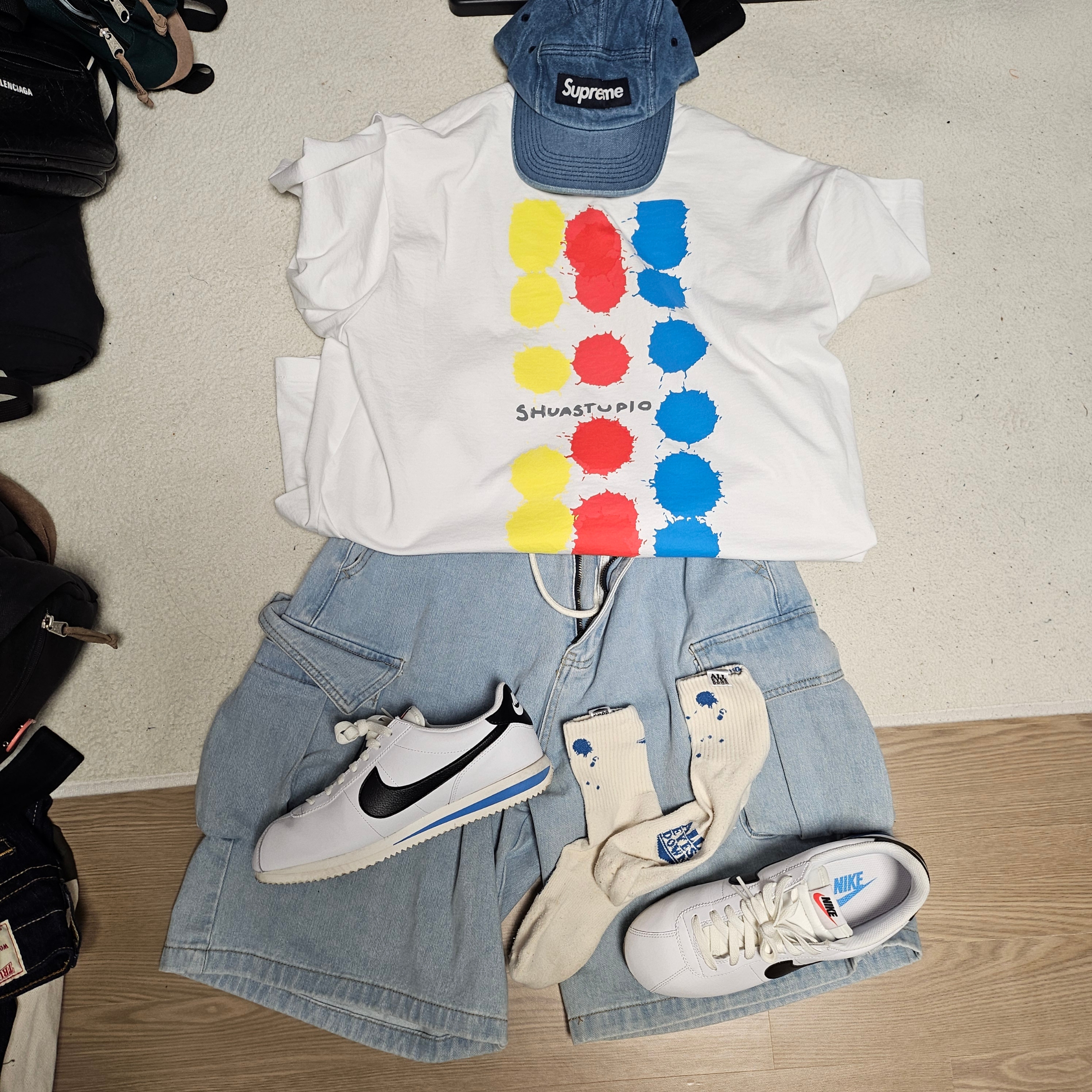 Supreme Washed Chino Twill Camp Cap Denim - 23FW, Nike Cortez White and Black 착용 스타일