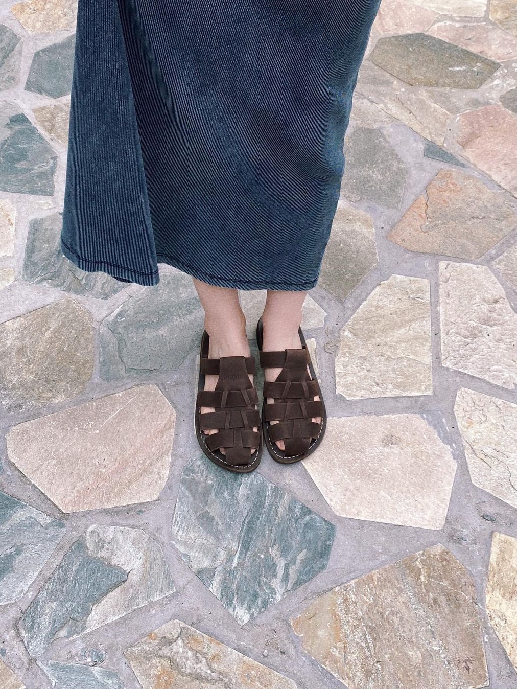 Jerusalem Sandals X Mfg No.1063 Michael Slide Brown Nubuck 착용 스타일 - 3