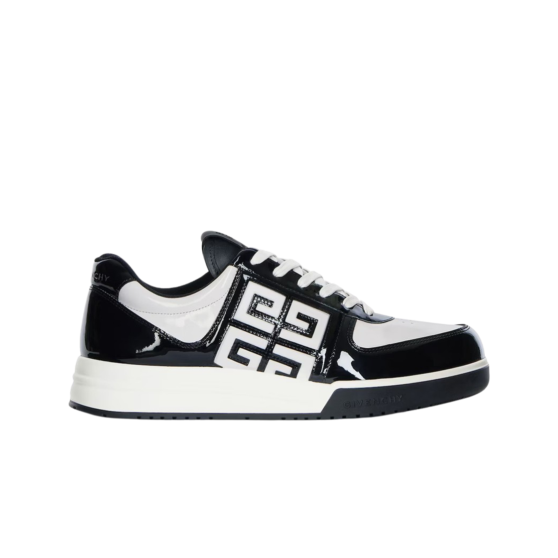 (W) 지방시 페이턴트 레더 G4 스니커즈 블랙 화이트((W) Givenchy G4 Sneakers in Patent Leather Black White)