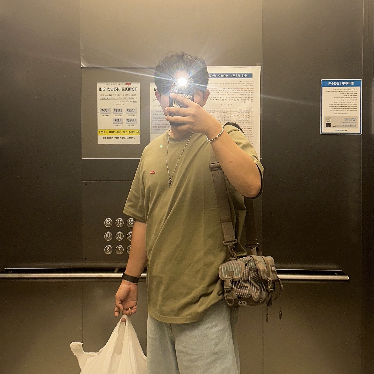 Supreme Small Box T-Shirt Dusty Olive - 24SS, Supreme Mini Duffle Bag Woodland Camo - 24SS 착용 스타일